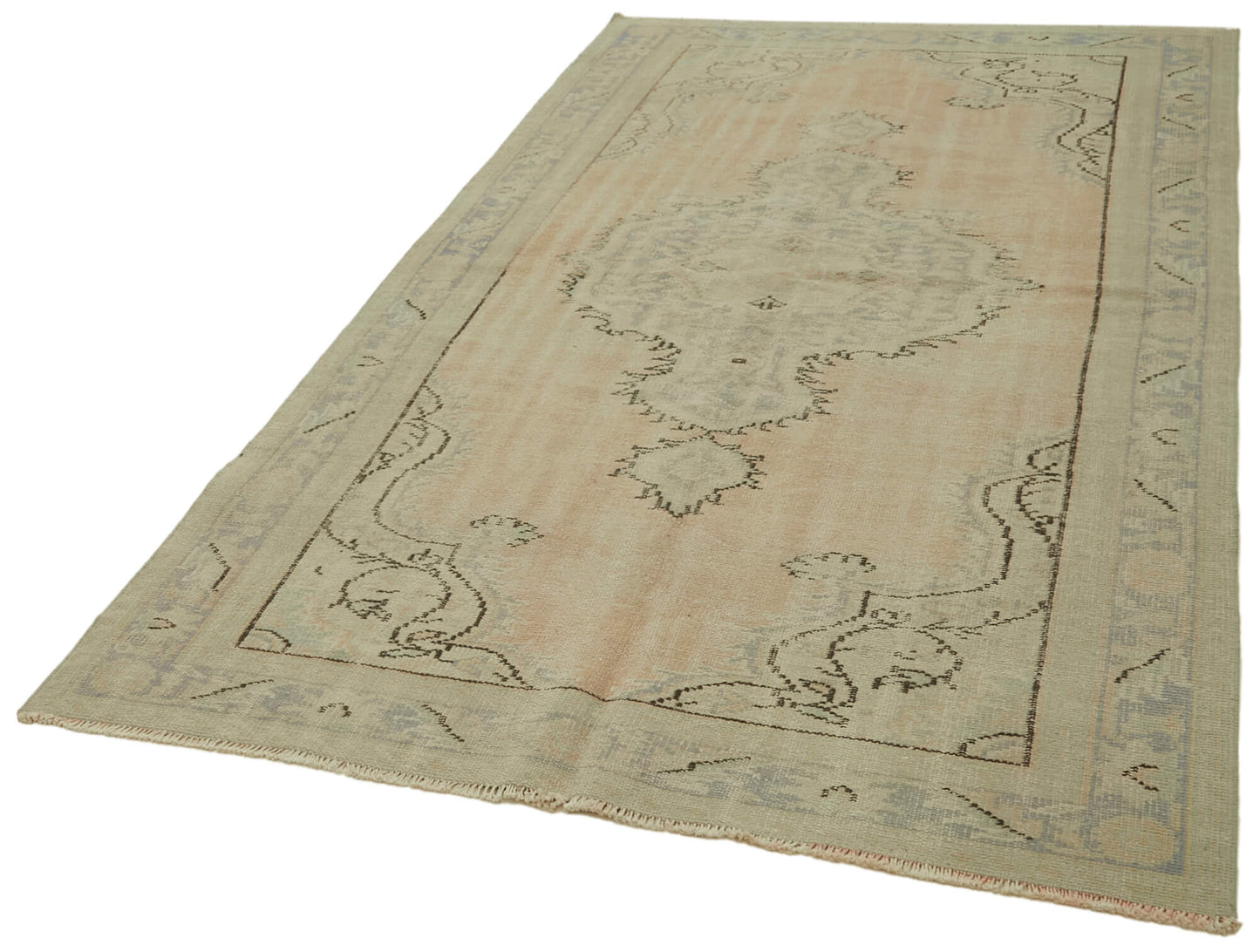 5x8 Beige Turkish Vintage Area Rug - 41750