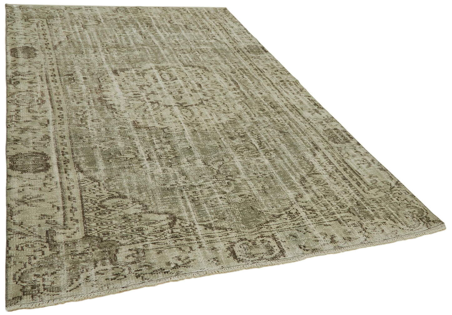 5x9 Beige Turkish Vintage Area Rug - 41753