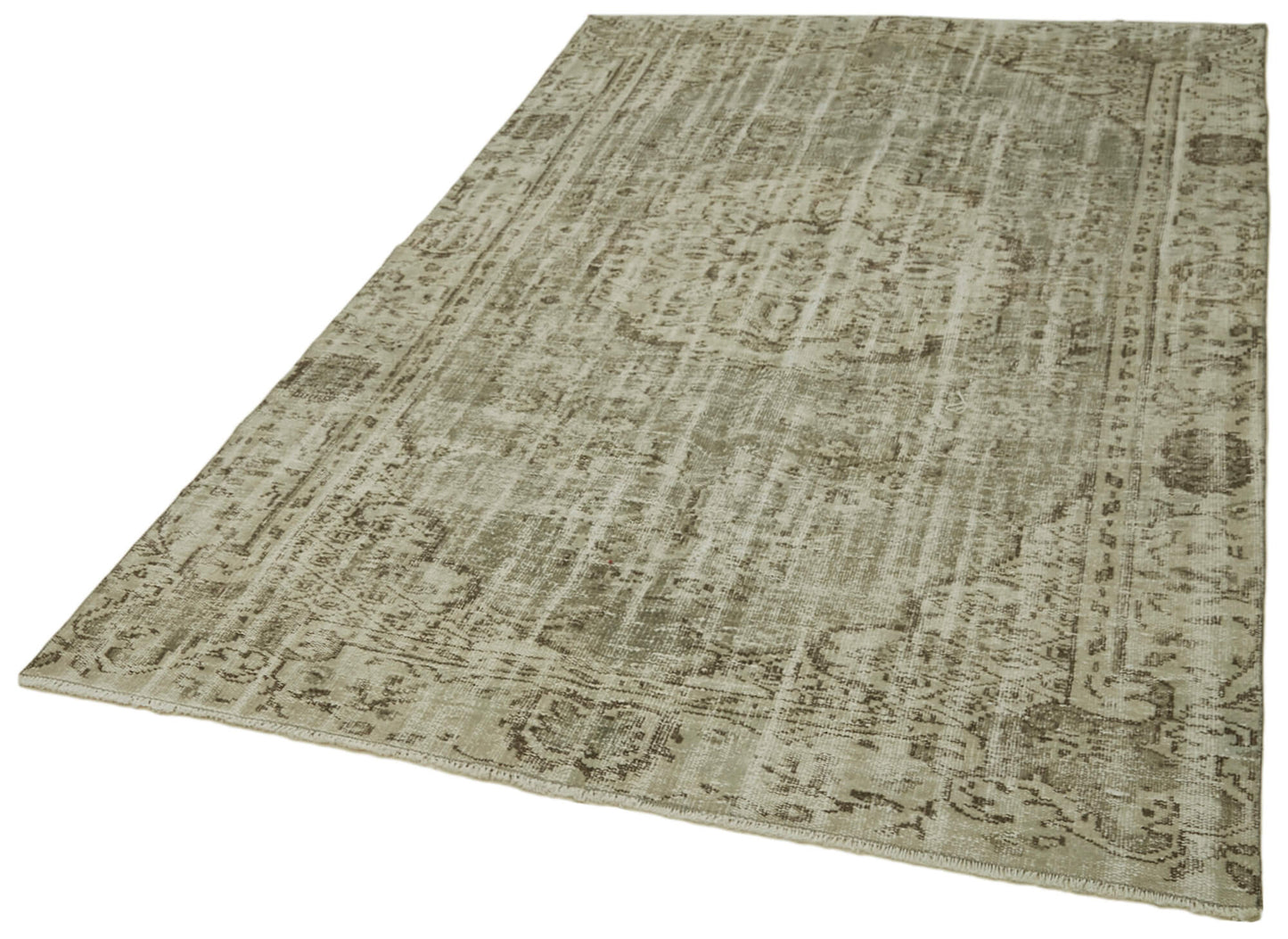5x9 Beige Turkish Vintage Area Rug - 41753