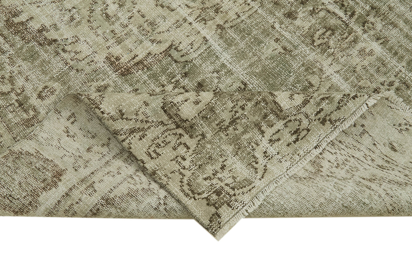 5x9 Beige Turkish Vintage Area Rug - 41753