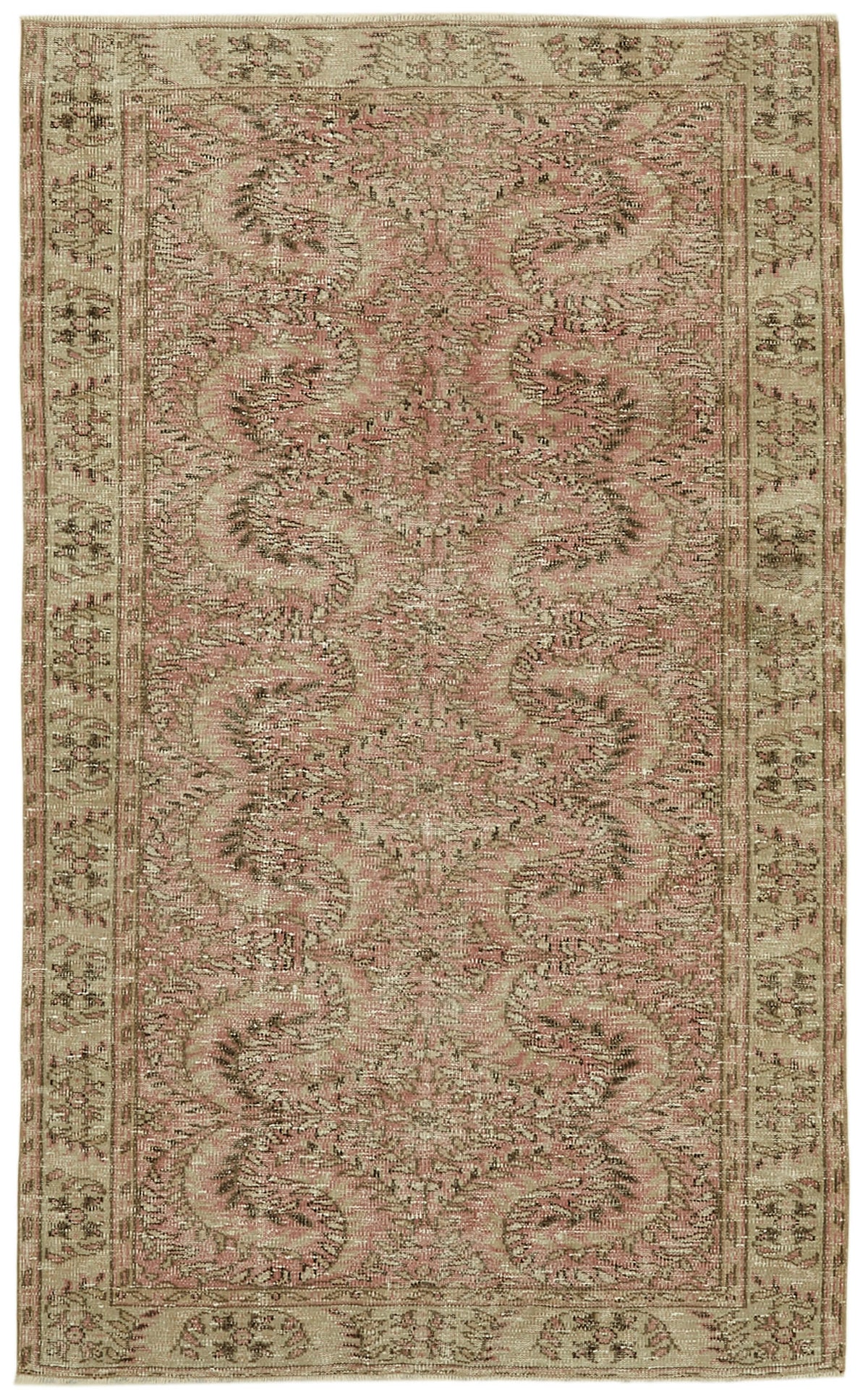 5x8 Beige Turkish Vintage Area Rug - 41754