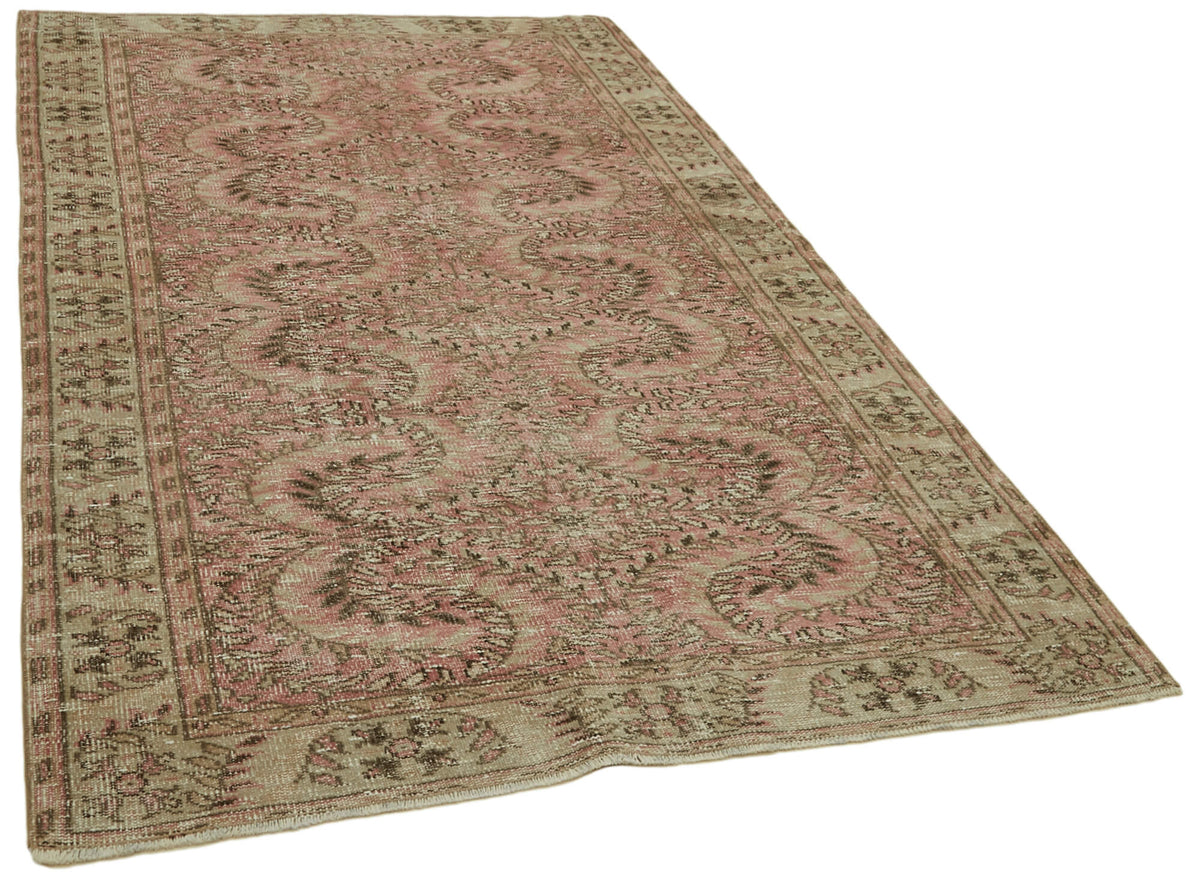 5x8 Beige Turkish Vintage Area Rug - 41754