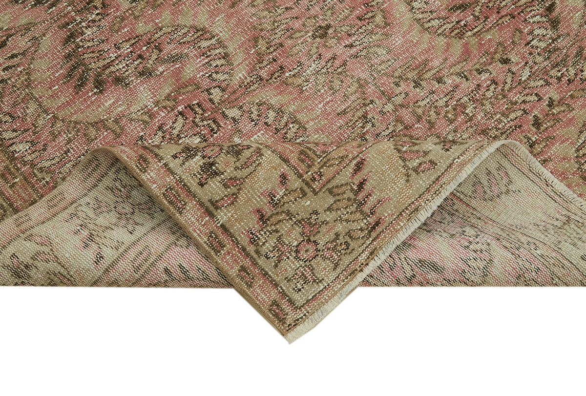 5x8 Beige Turkish Vintage Area Rug - 41754