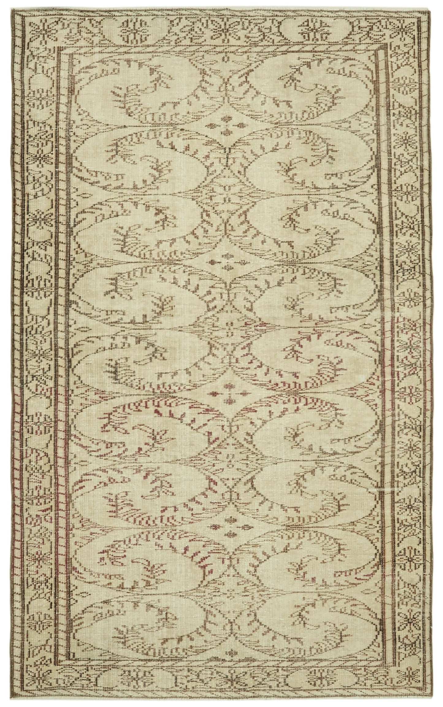 6x9 Beige Turkish Vintage Area Rug - 41761