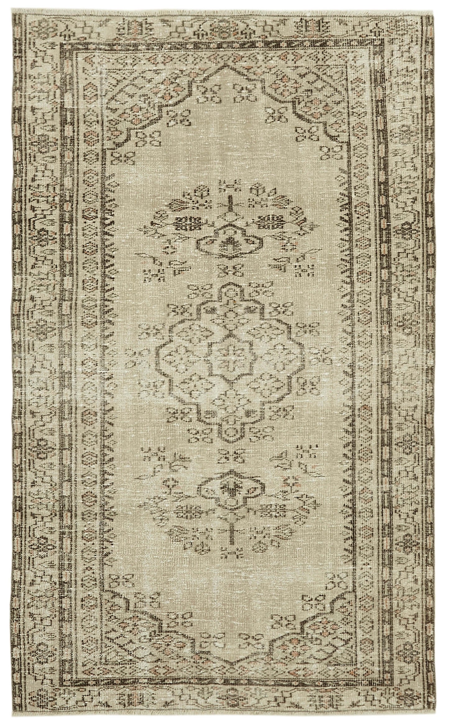 5x7 Beige Turkish Vintage Area Rug - 41763