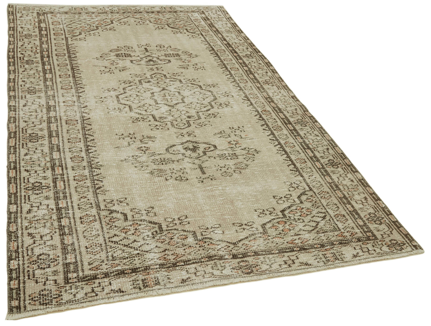 5x7 Beige Turkish Vintage Area Rug - 41763