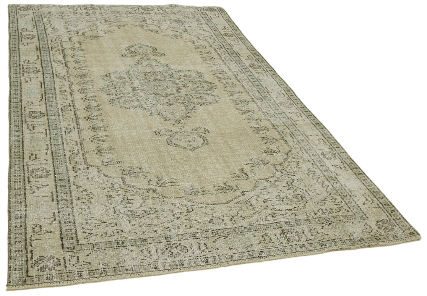 5x8 Beige Turkish Vintage Area Rug - 41765