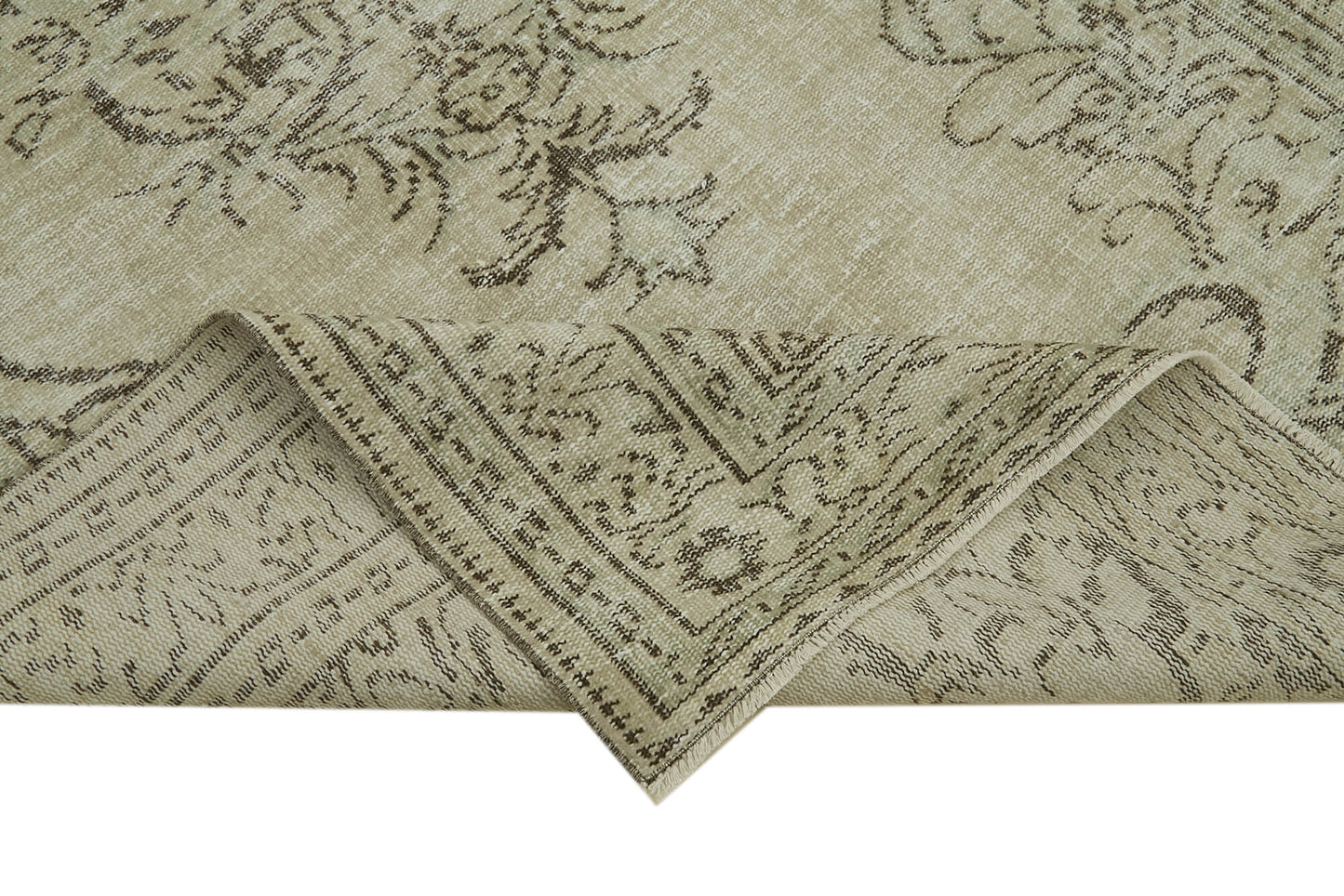 5x9 Beige Turkish Vintage Area Rug - 41773