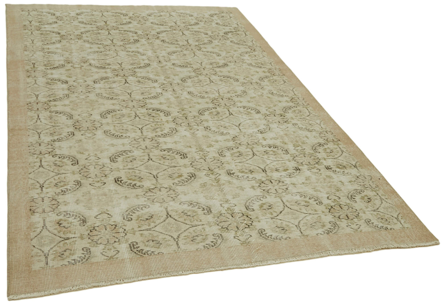 6x9 Beige Turkish Vintage Area Rug - 41778