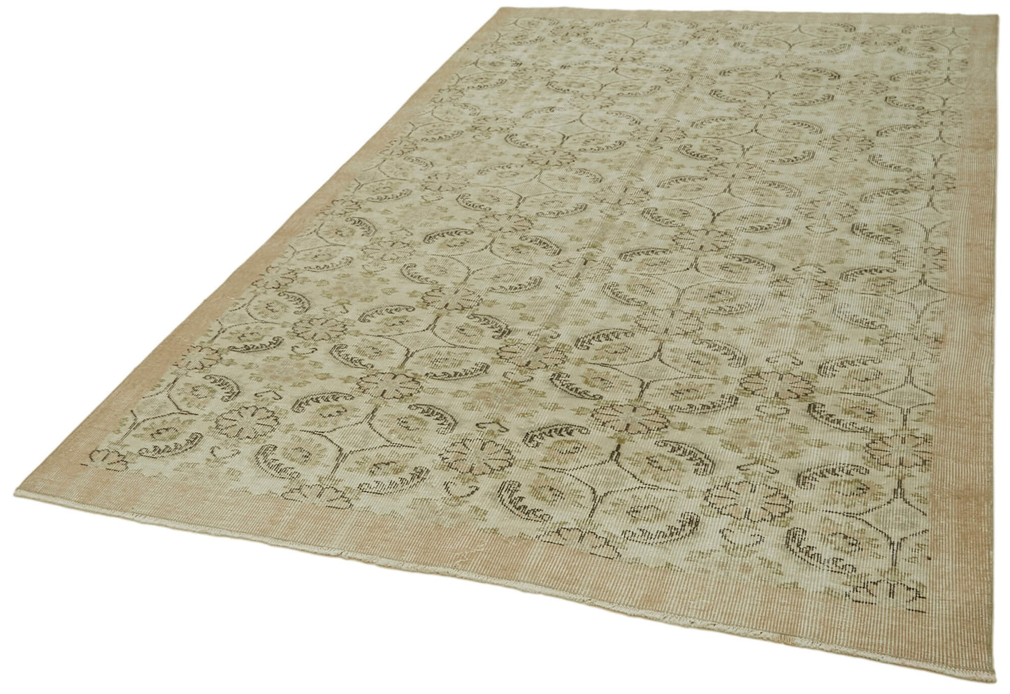 6x9 Beige Turkish Vintage Area Rug - 41778