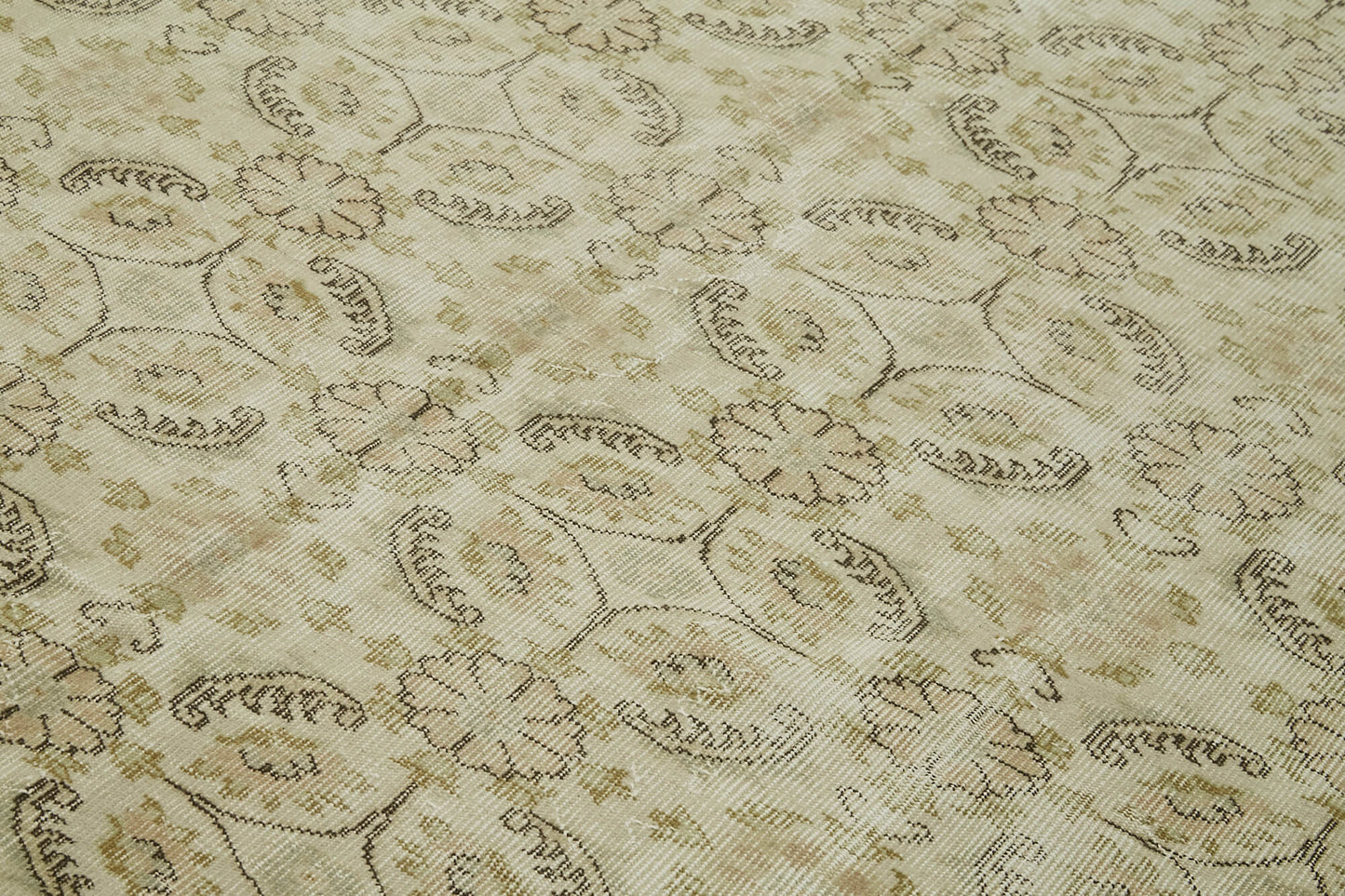 6x9 Beige Turkish Vintage Area Rug - 41778