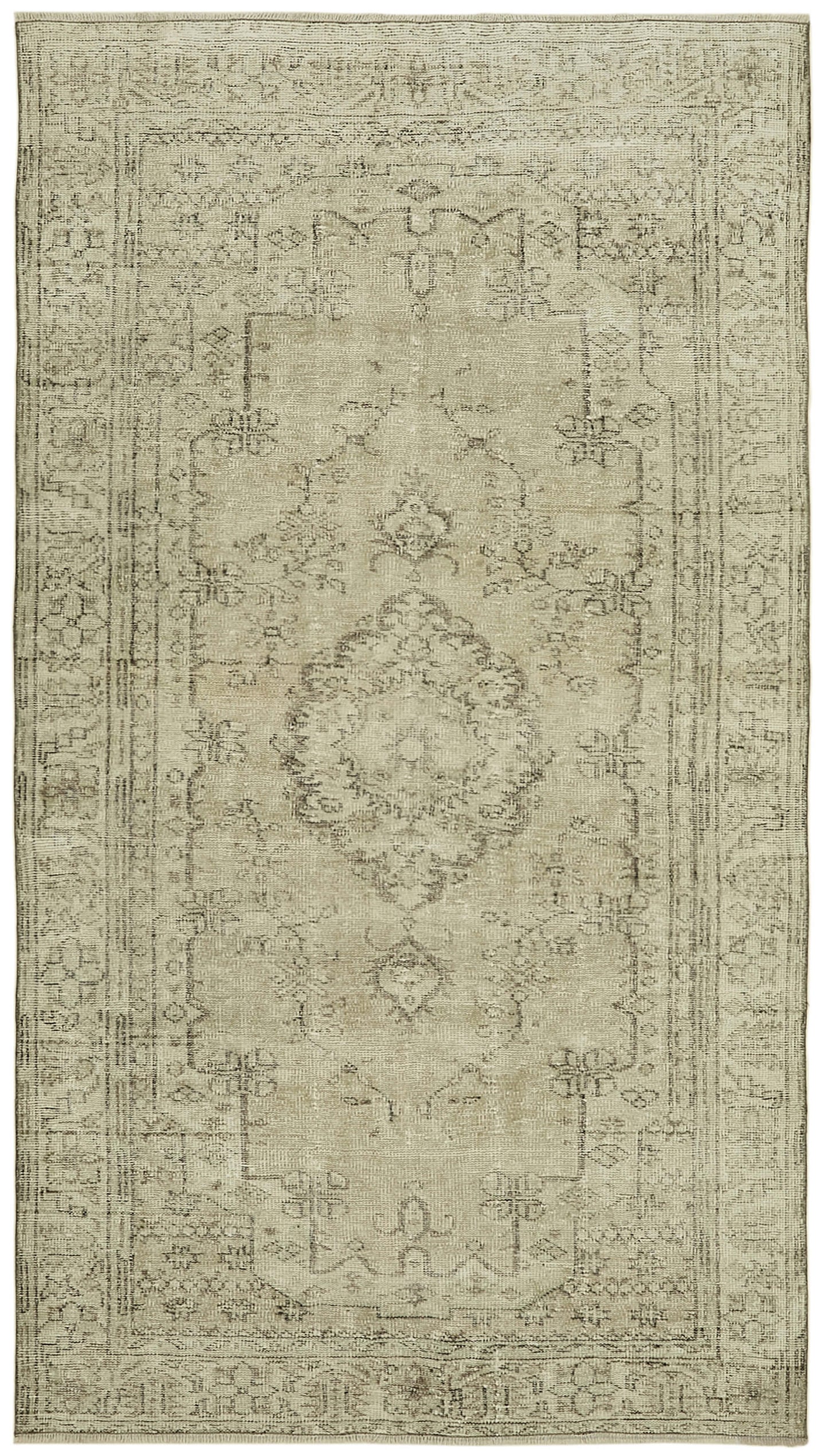 5x9 Beige Turkish Vintage Area Rug - 41791