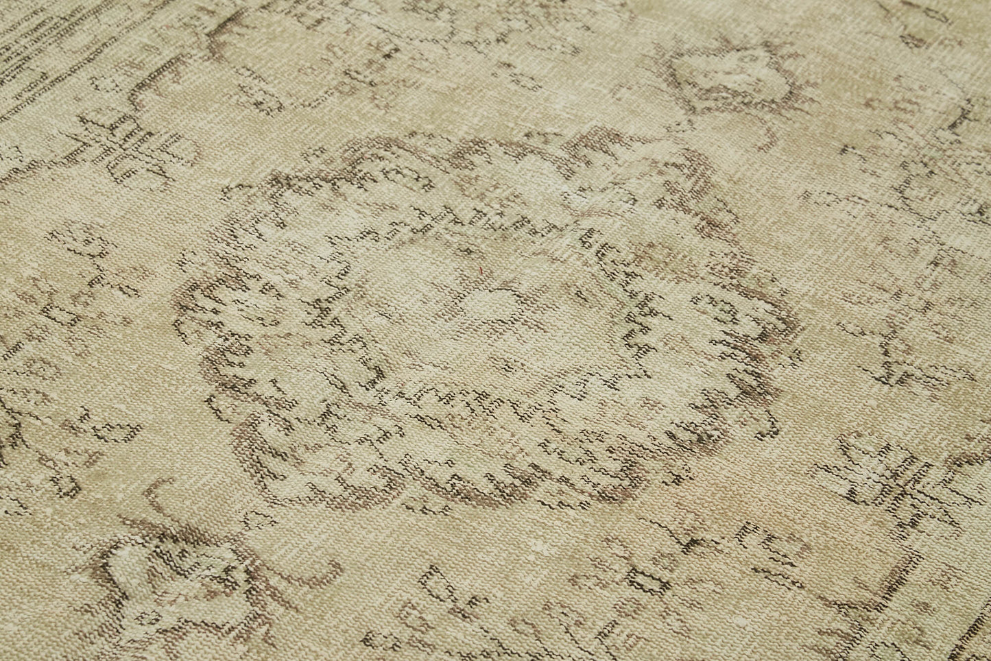 5x9 Beige Turkish Vintage Area Rug - 41791