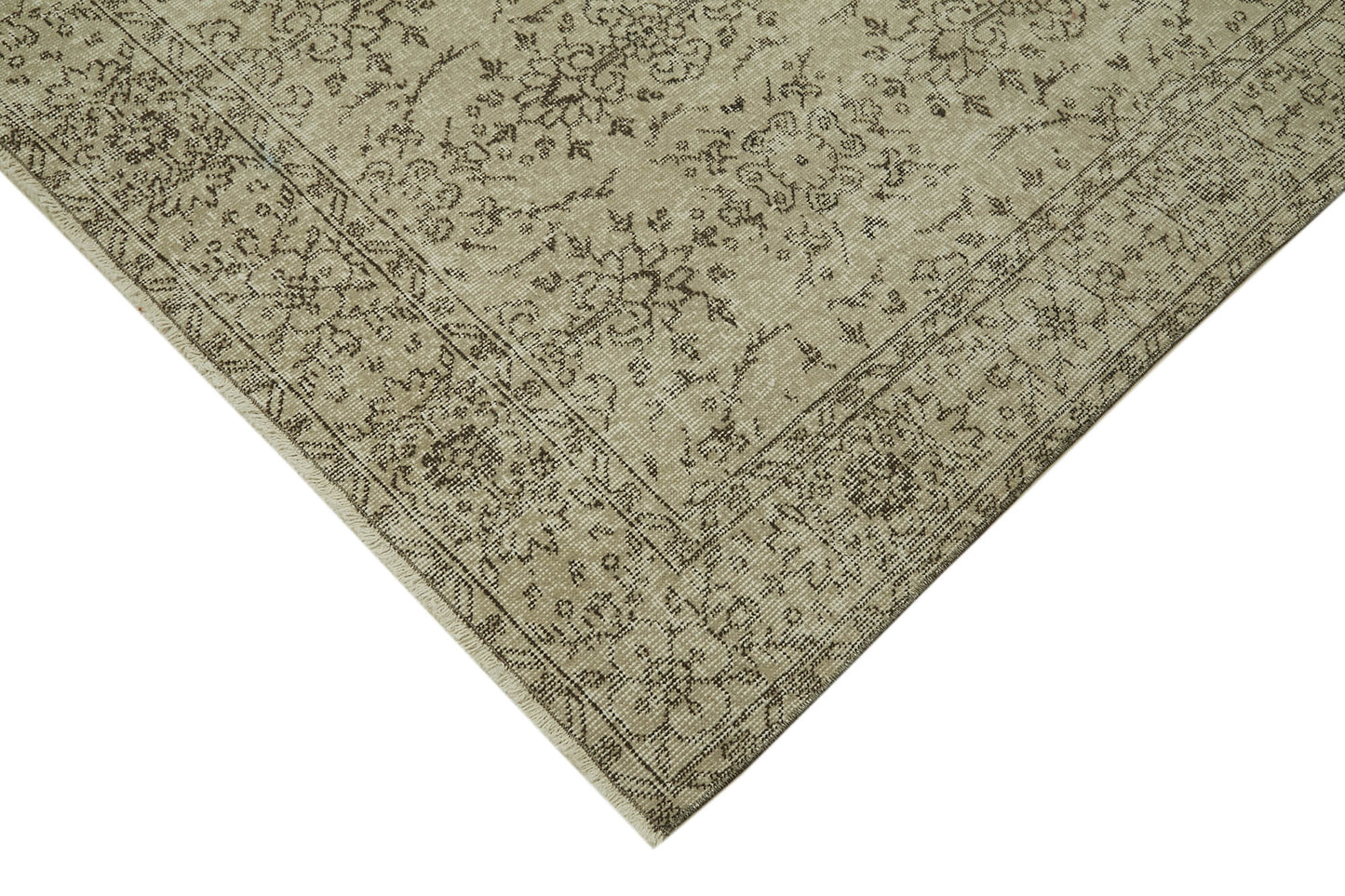 6x9 Beige Turkish Vintage Area Rug - 41792