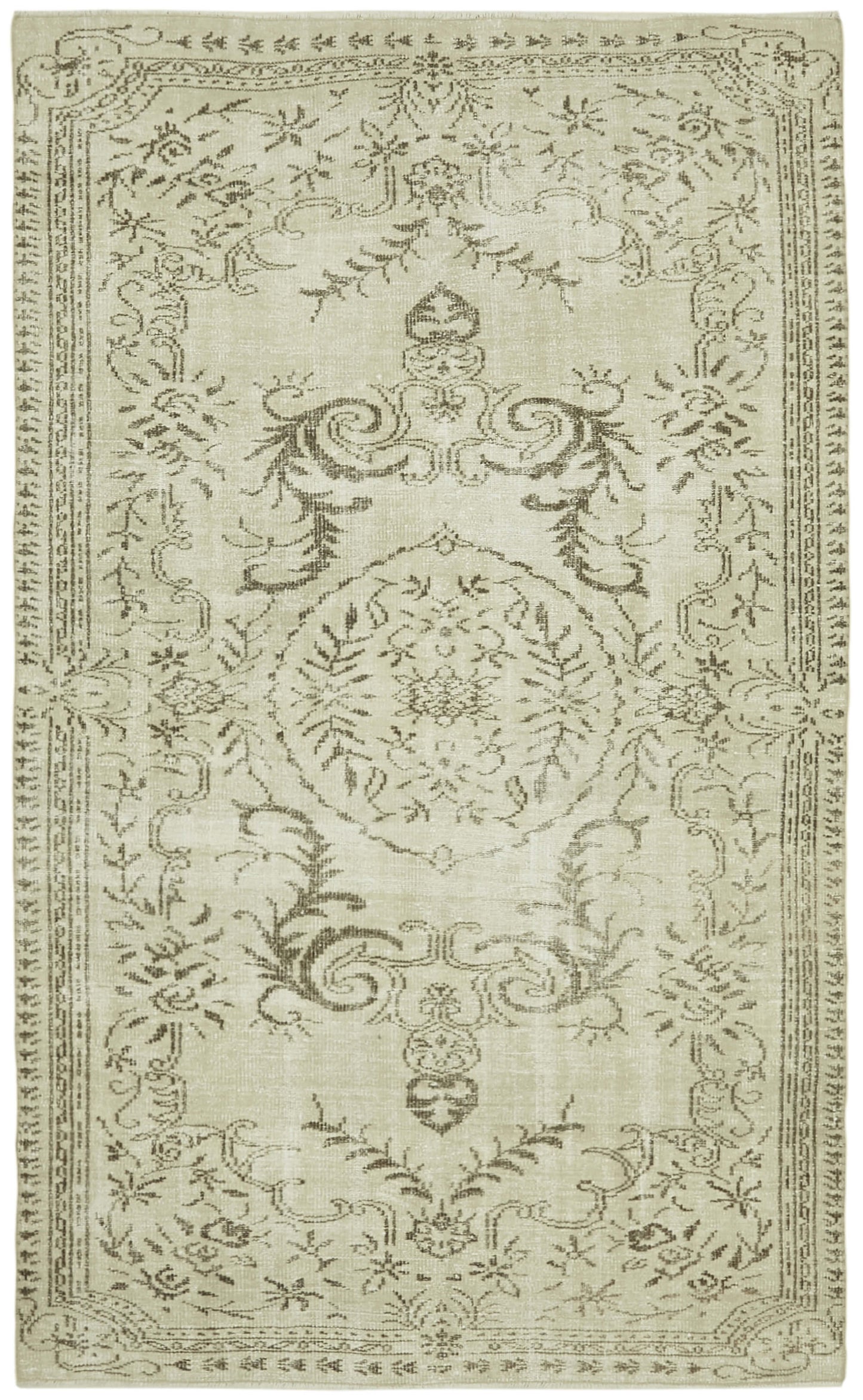 6x9 Beige Turkish Vintage Area Rug - 41801