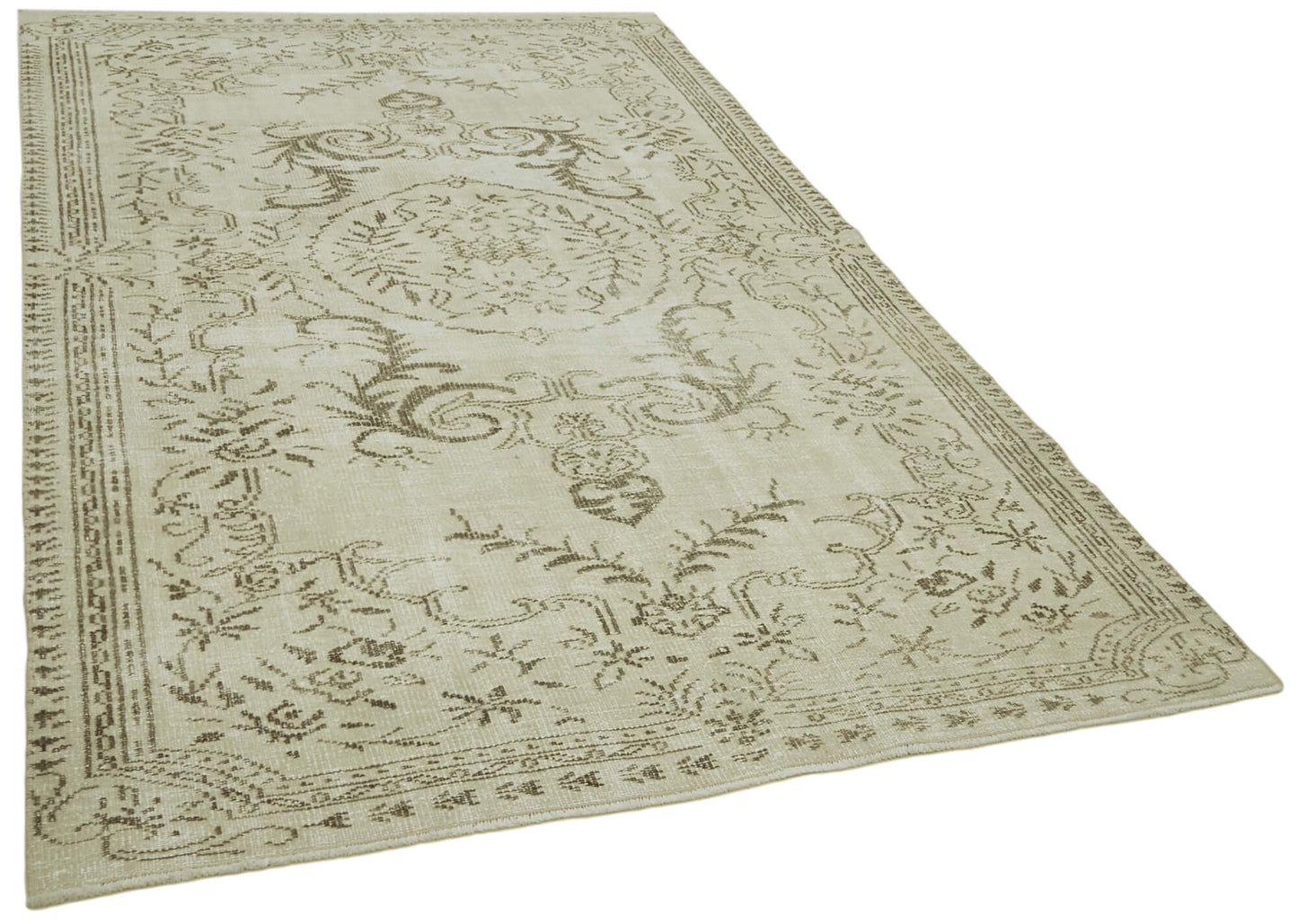 6x9 Beige Turkish Vintage Area Rug - 41801