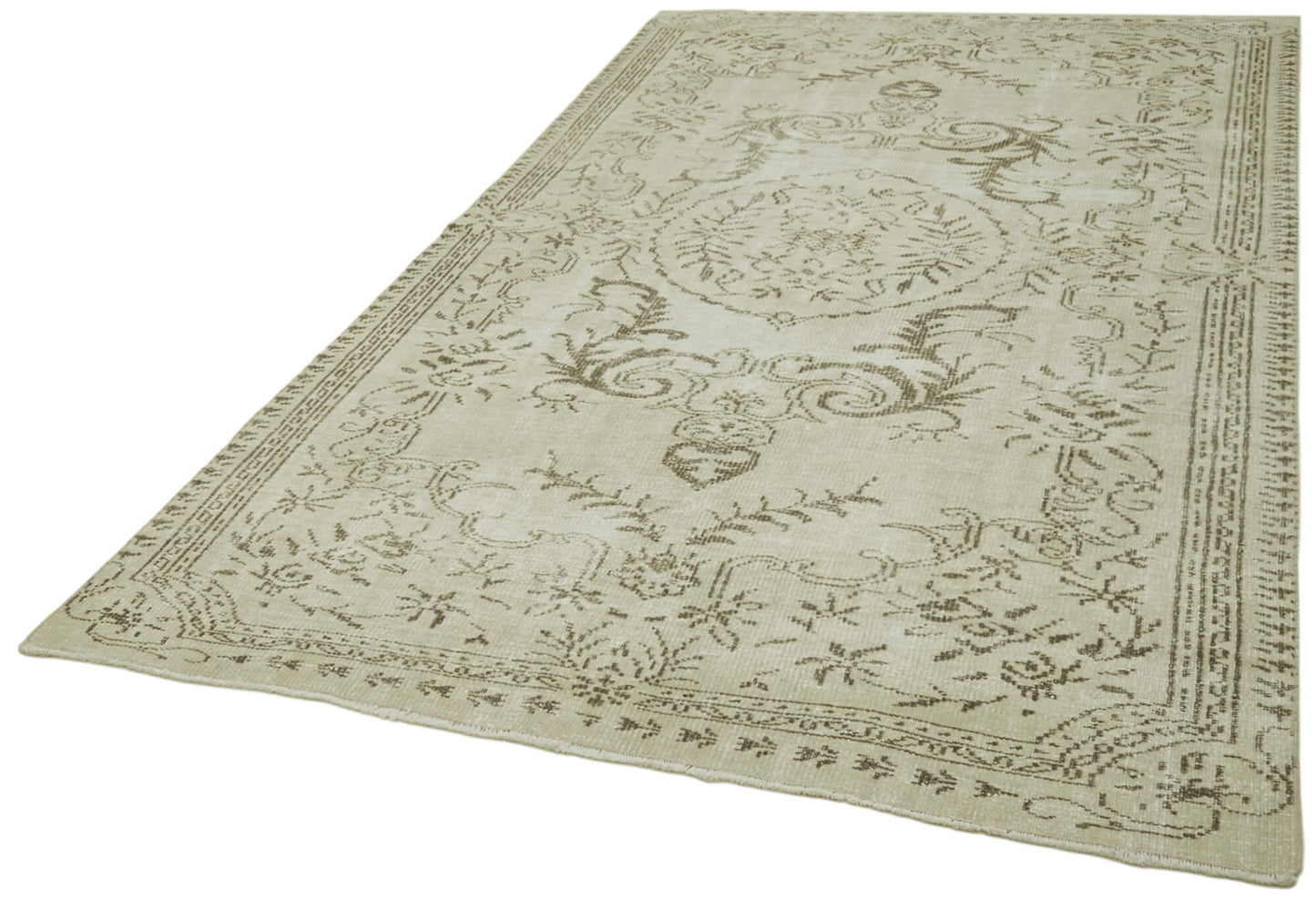 6x9 Beige Turkish Vintage Area Rug - 41801