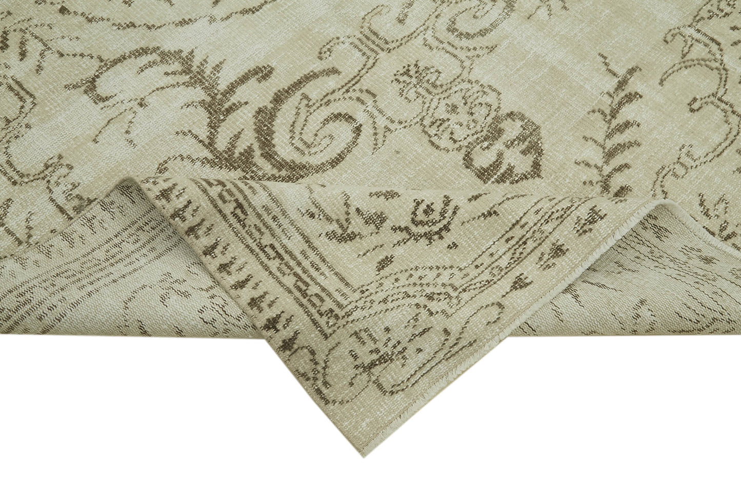 6x9 Beige Turkish Vintage Area Rug - 41801