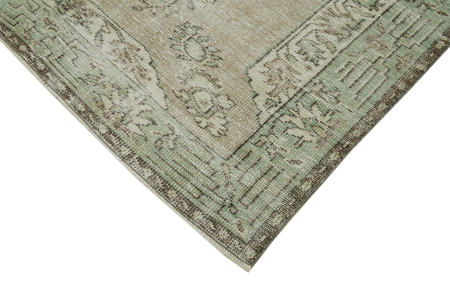 6x9 Beige Turkish Vintage Area Rug - 41803