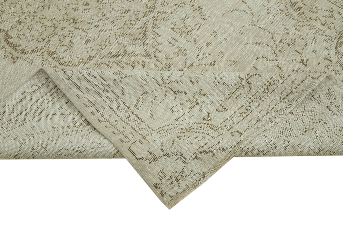 6x9 Beige Turkish Vintage Area Rug - 41812