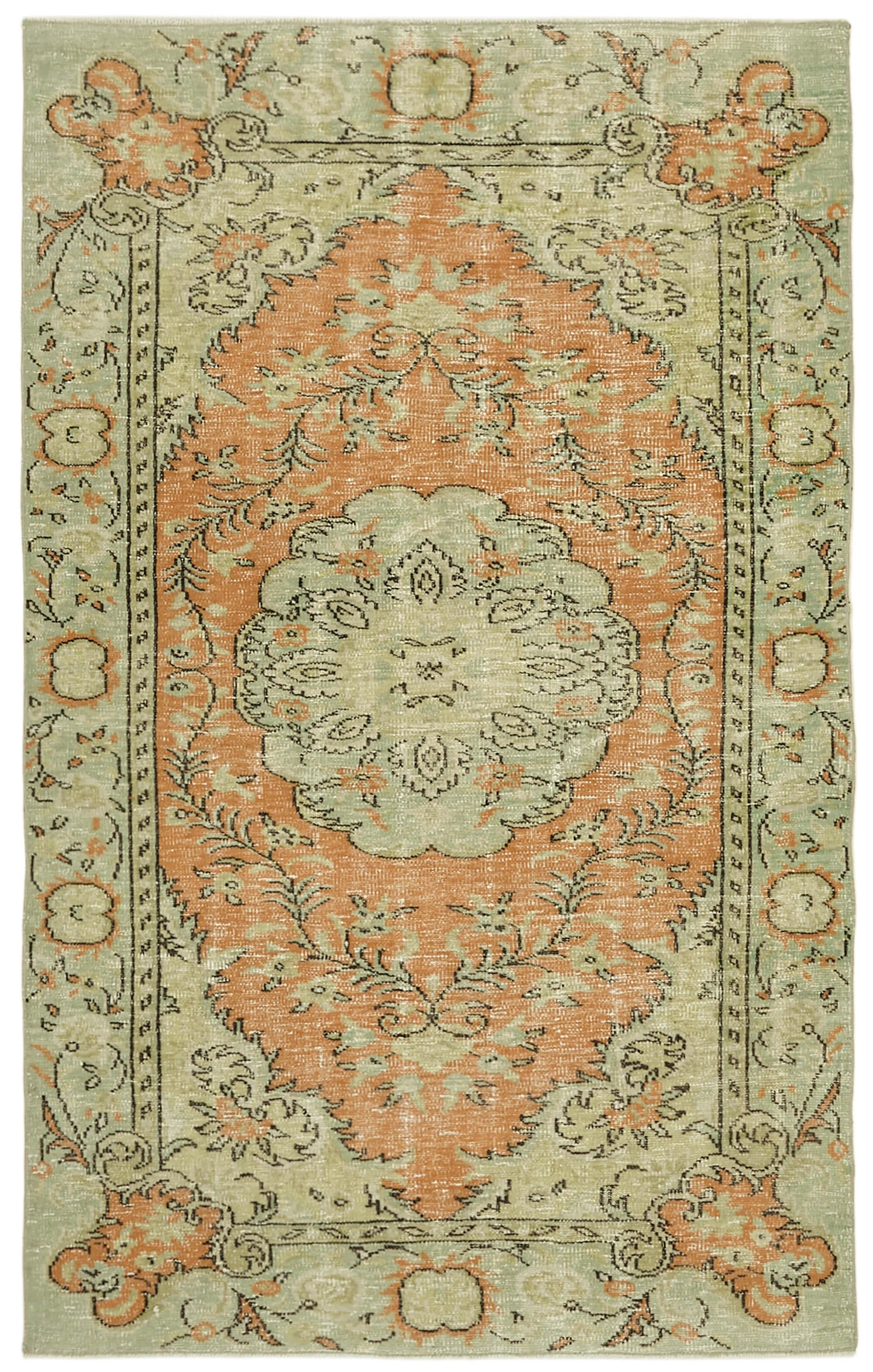 5x8 Beige Turkish Vintage Area Rug - 41816