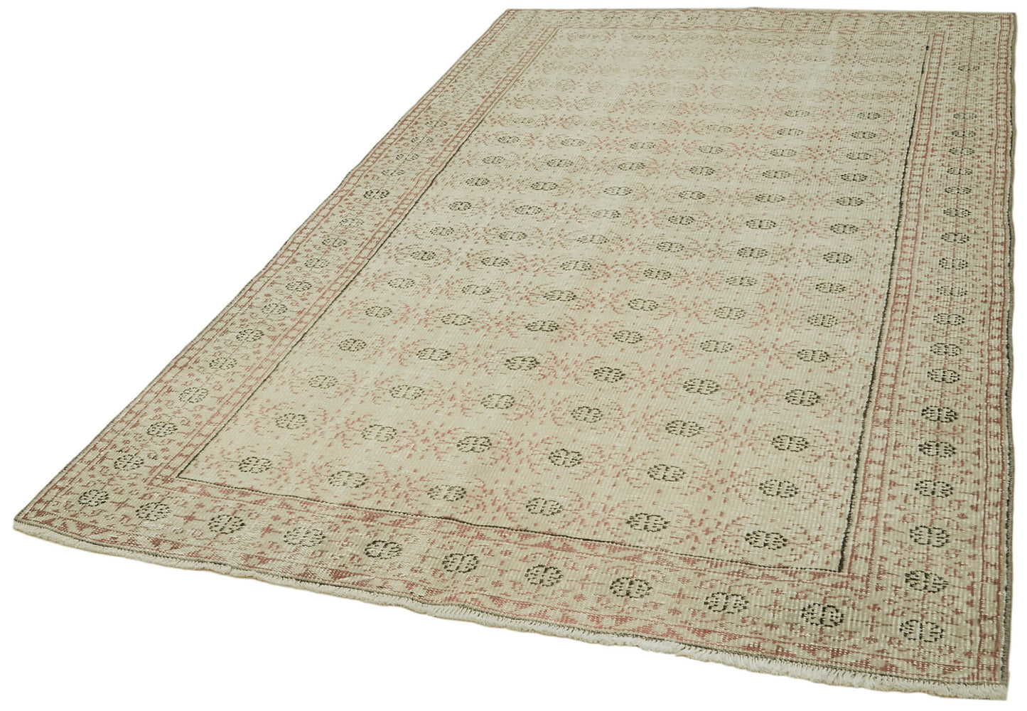 5x9 Beige Turkish Vintage Area Rug - 41818