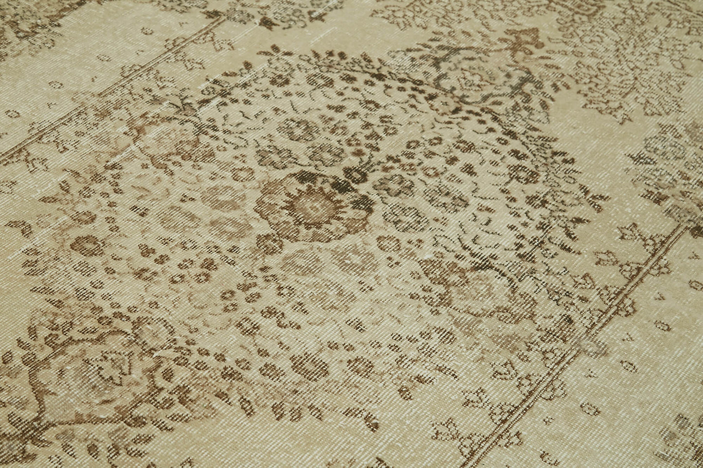 5x8 Beige Turkish Vintage Area Rug - 41824