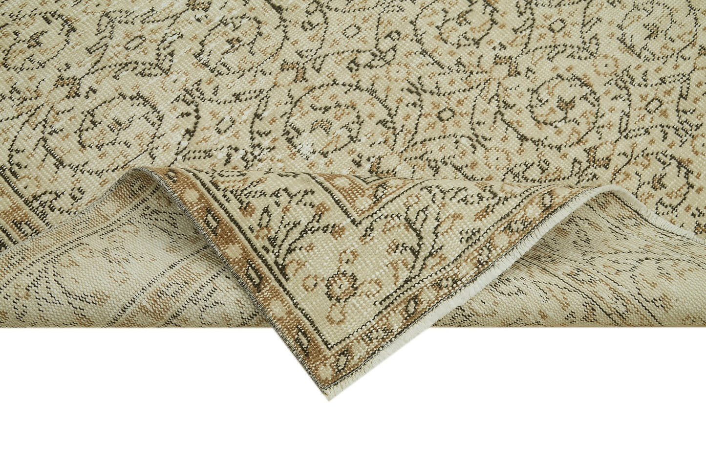 5x8 Beige Turkish Vintage Area Rug - 41827