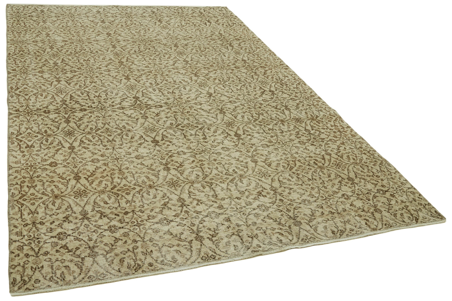 6x9 Beige Turkish Vintage Area Rug - 41829