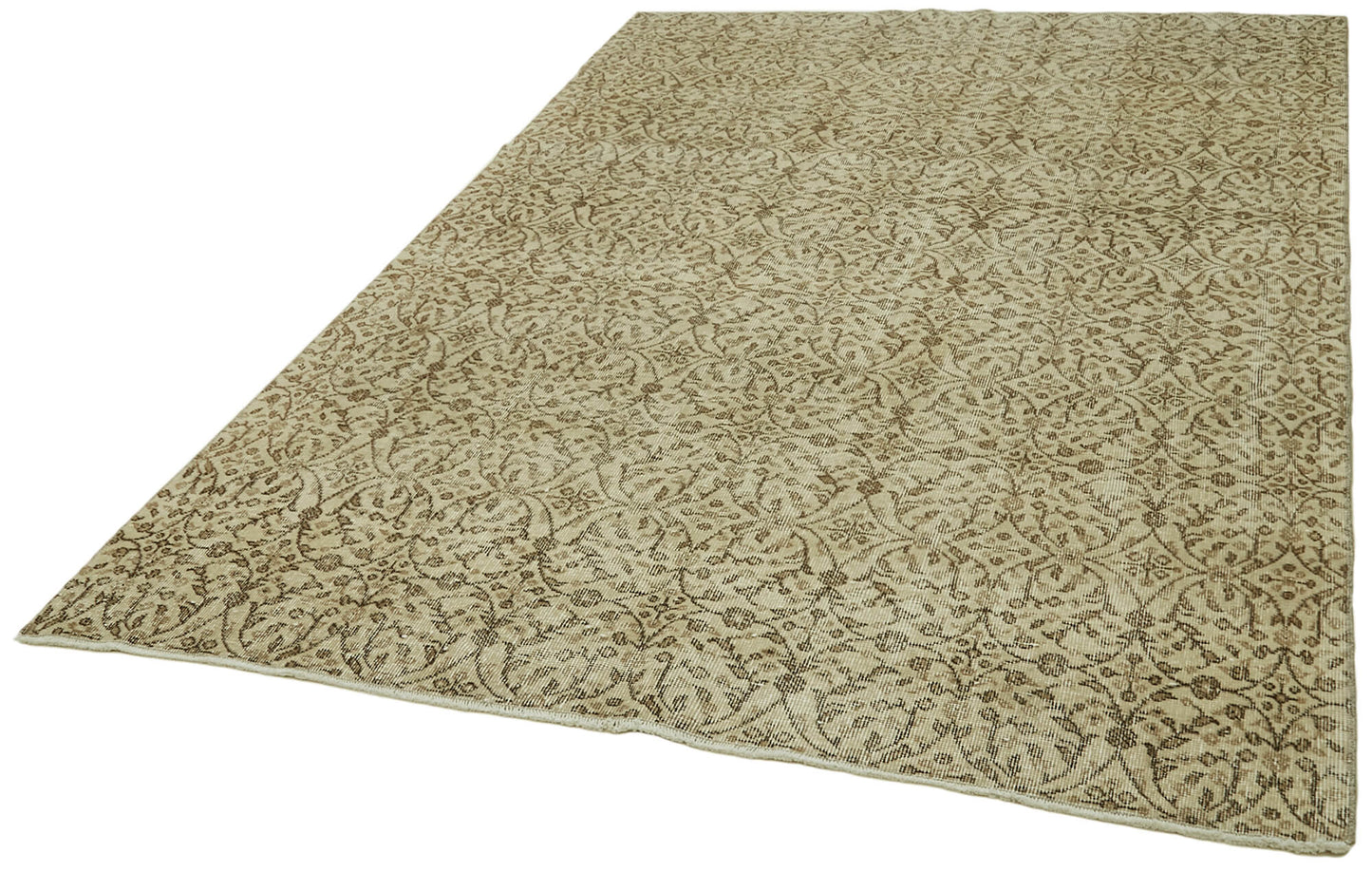 6x9 Beige Turkish Vintage Area Rug - 41829