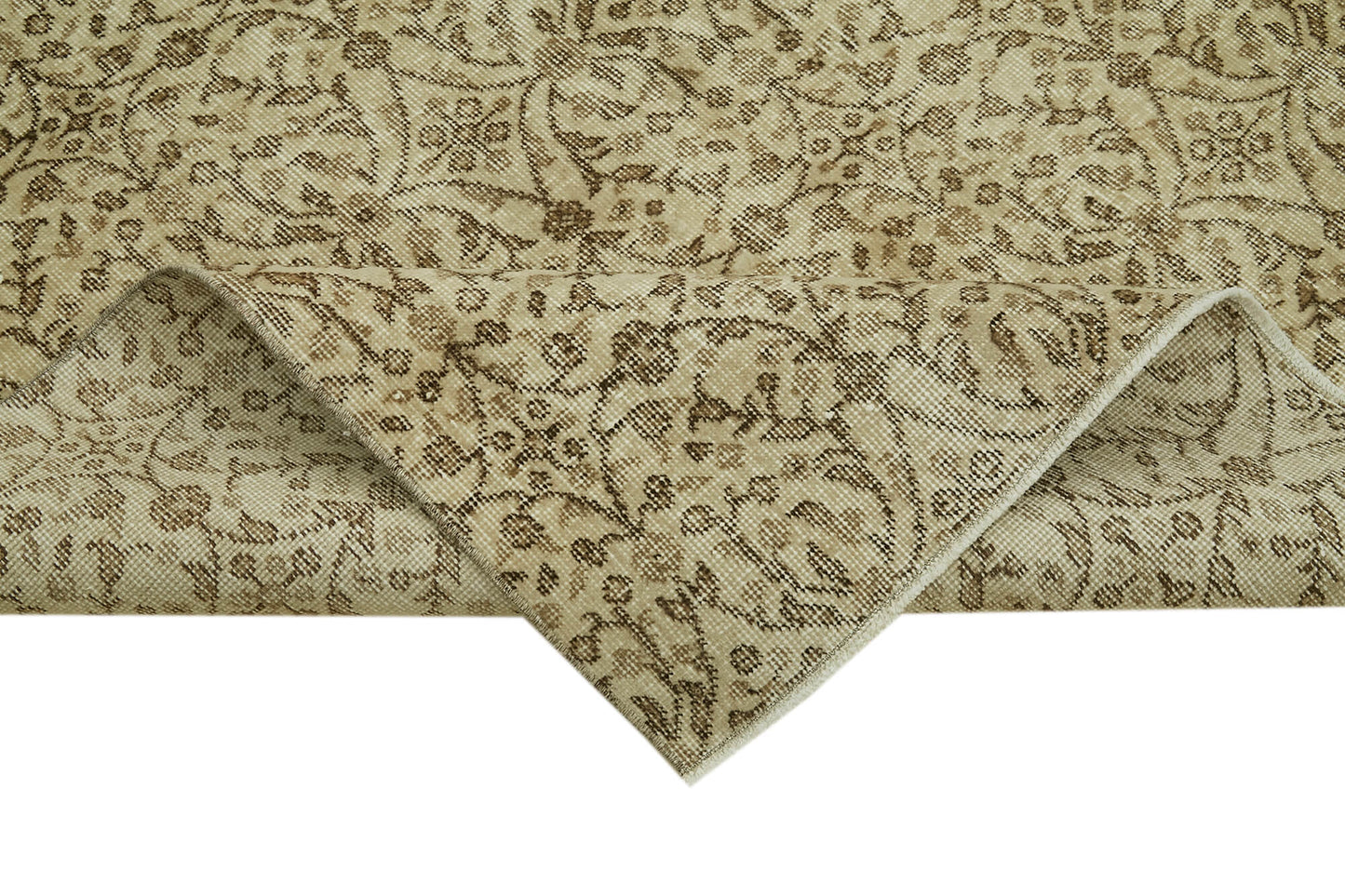 6x9 Beige Turkish Vintage Area Rug - 41829