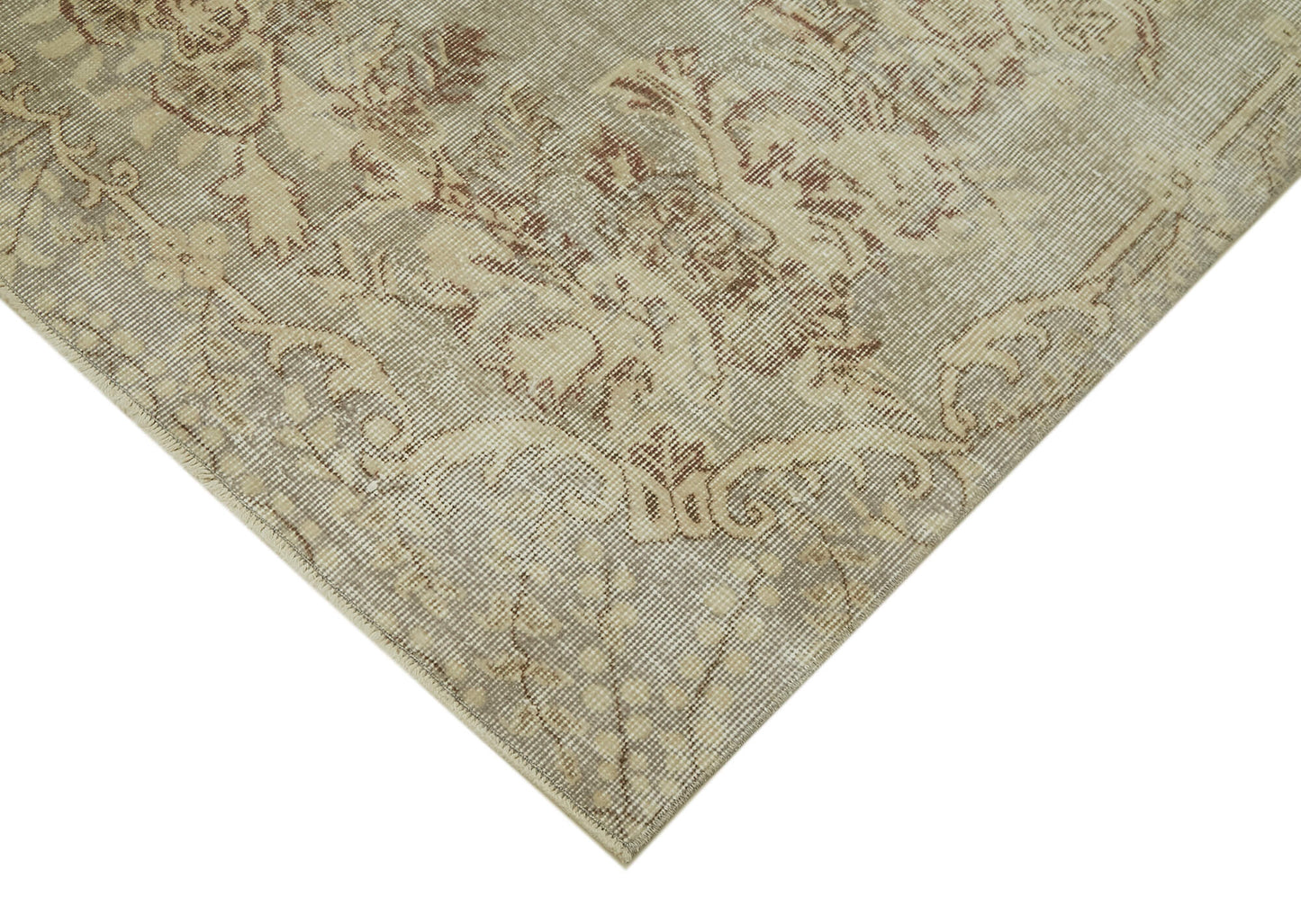 5x9 Beige Turkish Vintage Area Rug - 41830