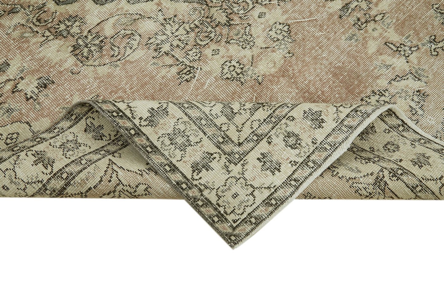 5x8 Beige Turkish Vintage Area Rug - 41834