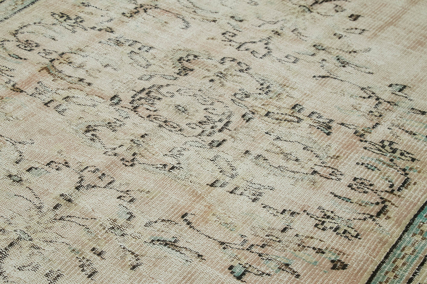 5x9 Beige Turkish Vintage Area Rug - 41839