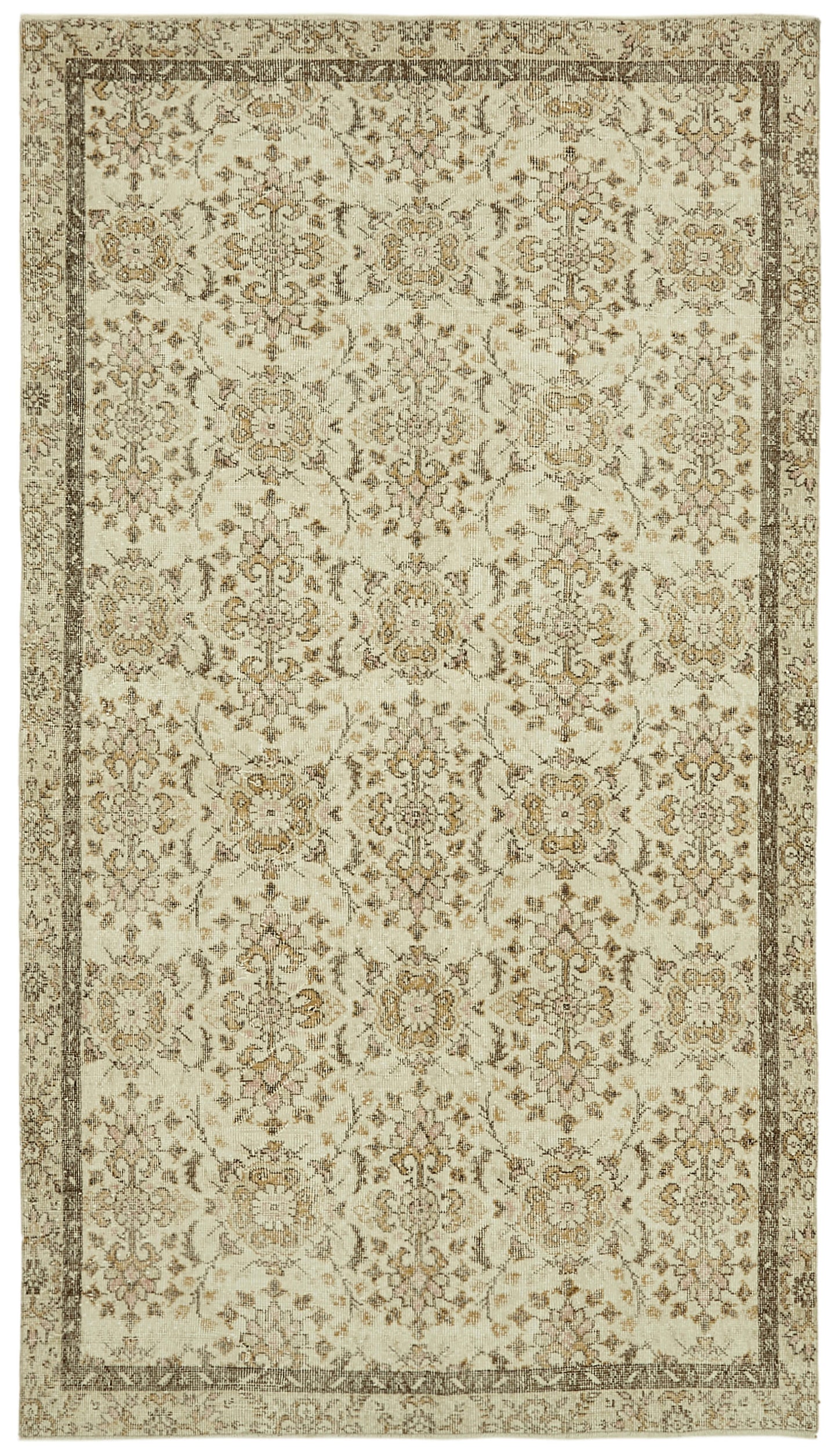 6x10 Beige Turkish Vintage Area Rug - 41842