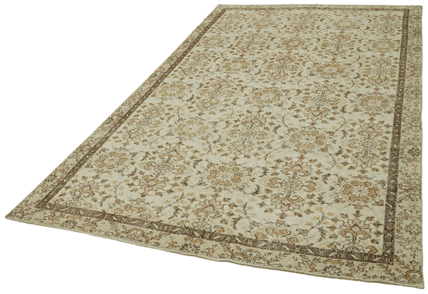 6x10 Beige Turkish Vintage Area Rug - 41842