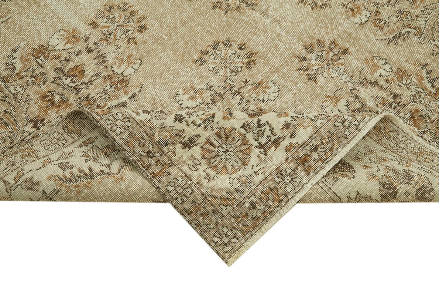7x11 Beige Turkish Vintage Area Rug - 42024