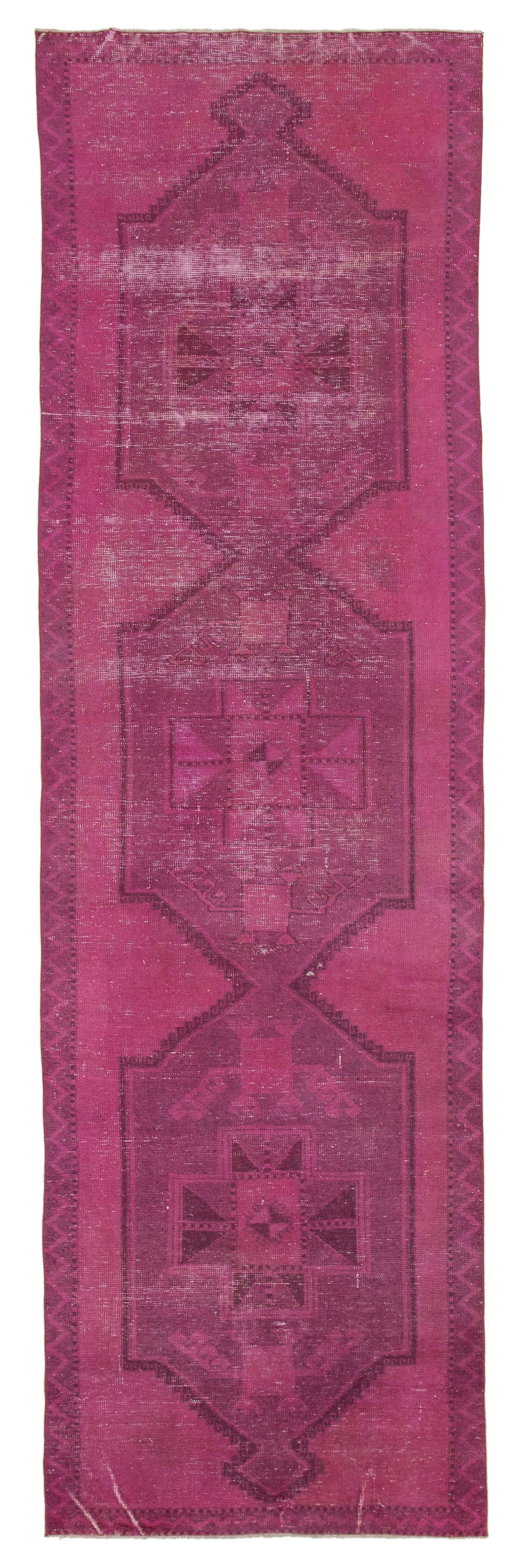 4x13 Pink Turkish Over Dyed Runner Rug - 4204