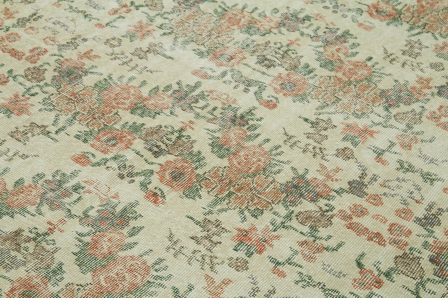 6x9 Beige Turkish Vintage Area Rug - 42075