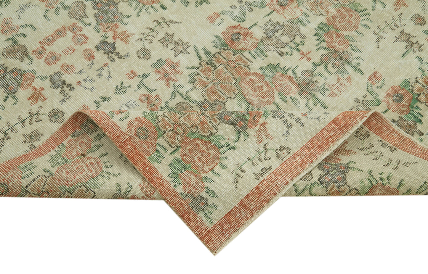 6x9 Beige Turkish Vintage Area Rug - 42075