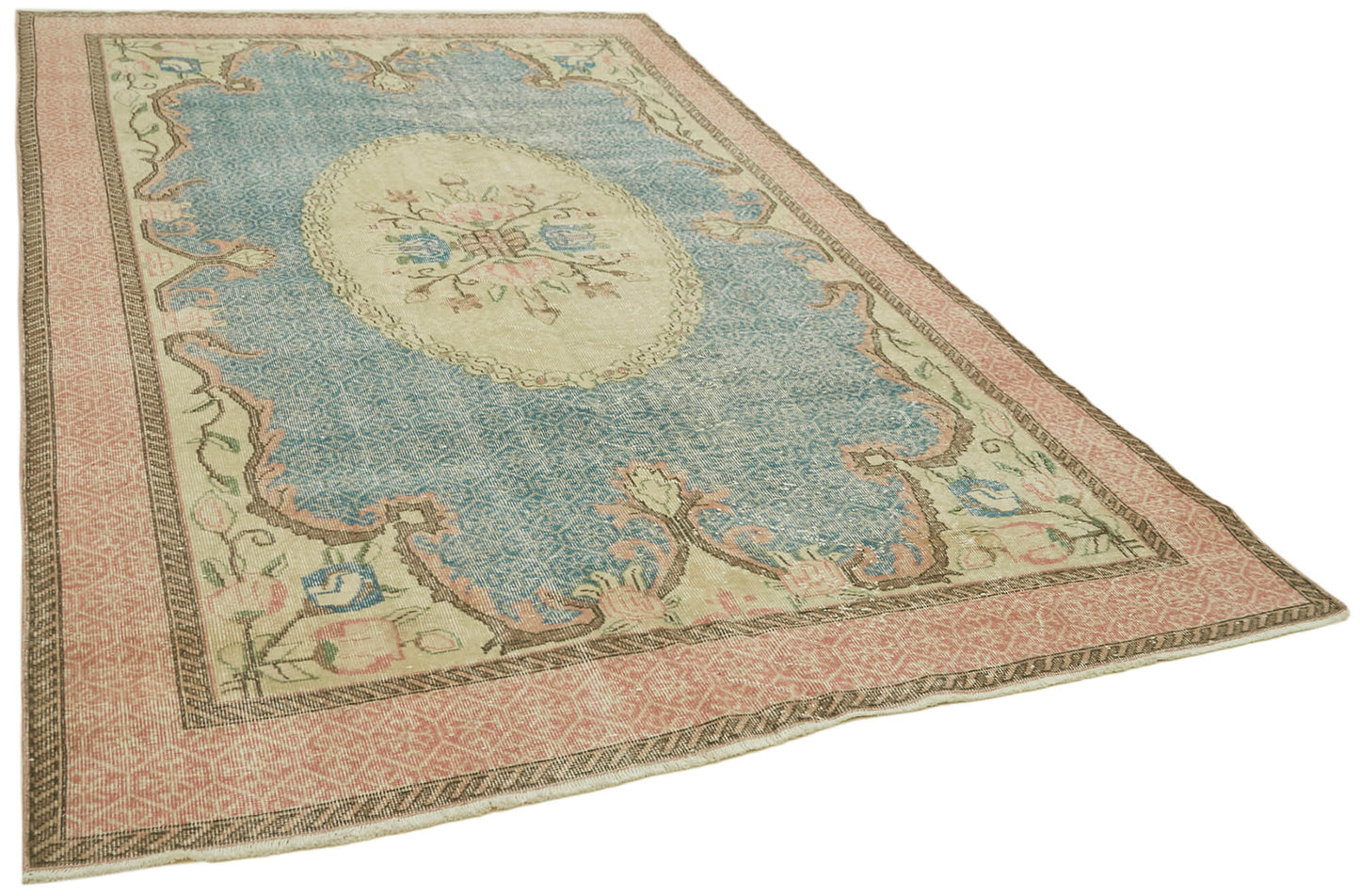 6x10 Beige Turkish Vintage Area Rug - 42087