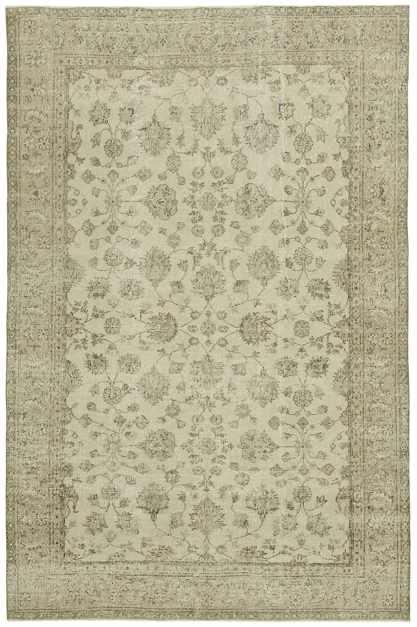 6x10 Beige Turkish Vintage Area Rug - 42092