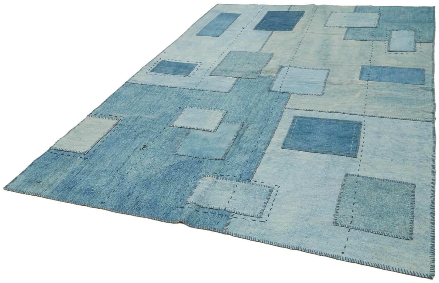 7x10 Blue Hemp Kilim Rug - 42102