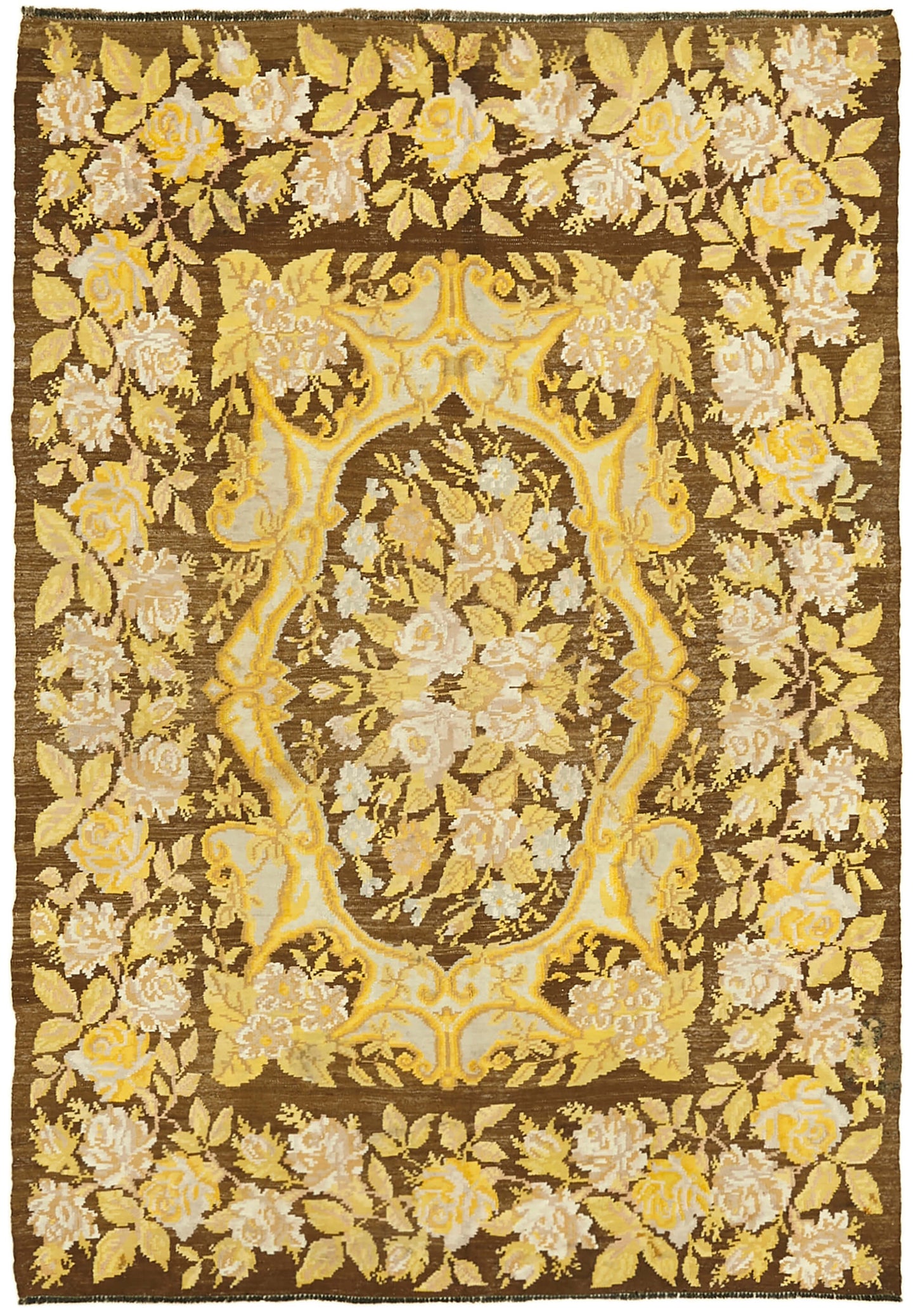 6x9 Brown Vintage Moldovan Kilim Rug - 42713