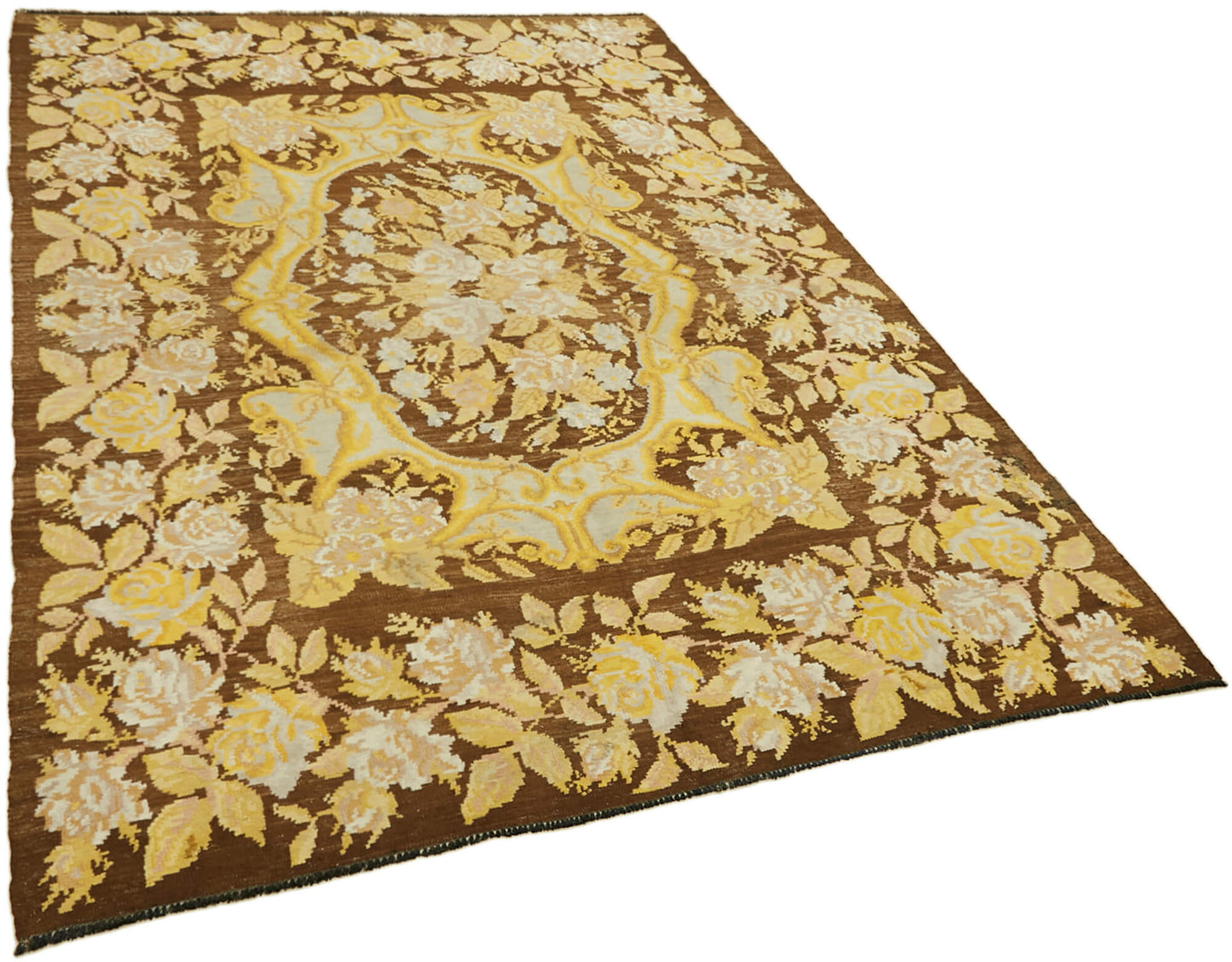 6x9 Brown Vintage Moldovan Kilim Rug - 42713