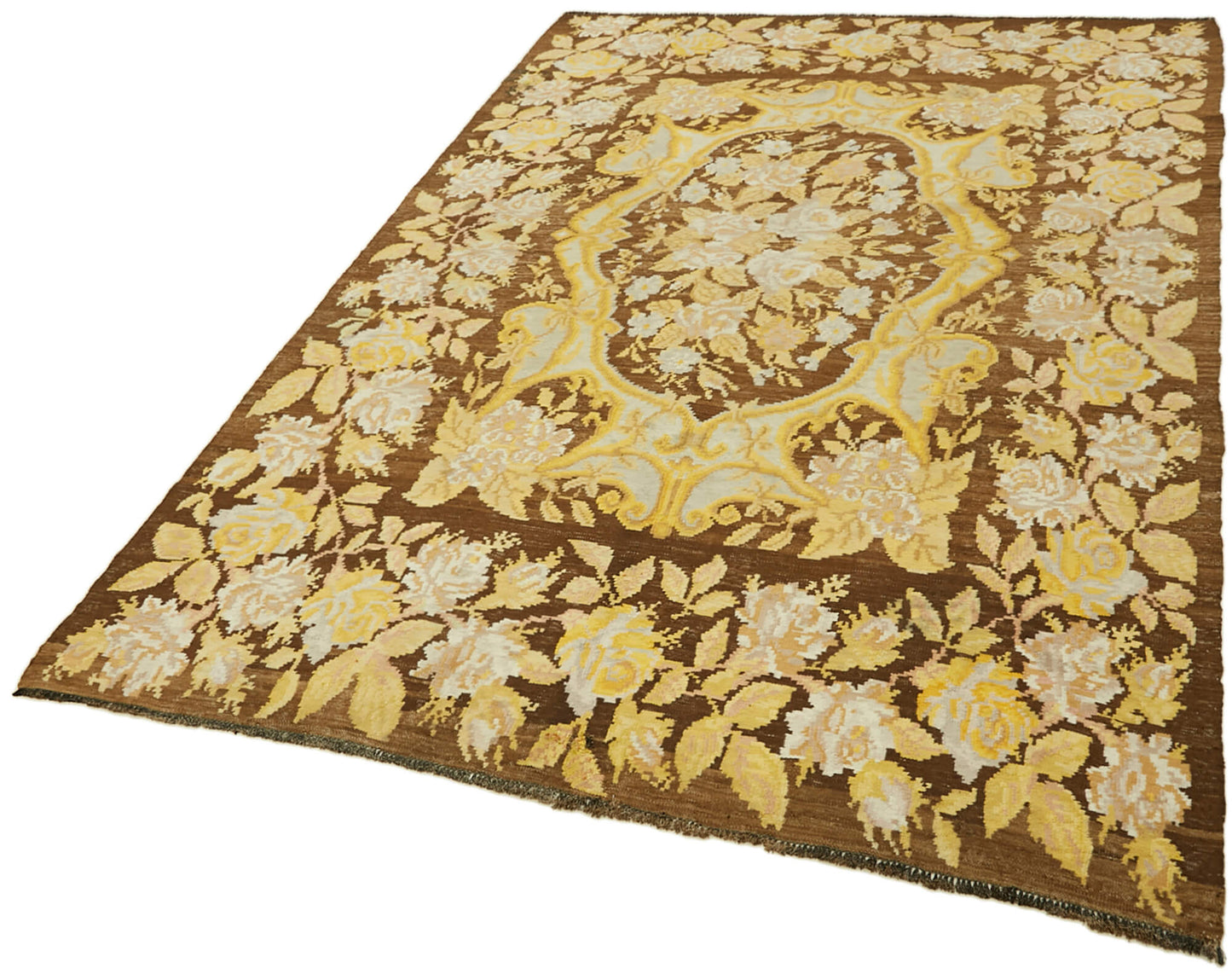 6x9 Brown Vintage Moldovan Kilim Rug - 42713