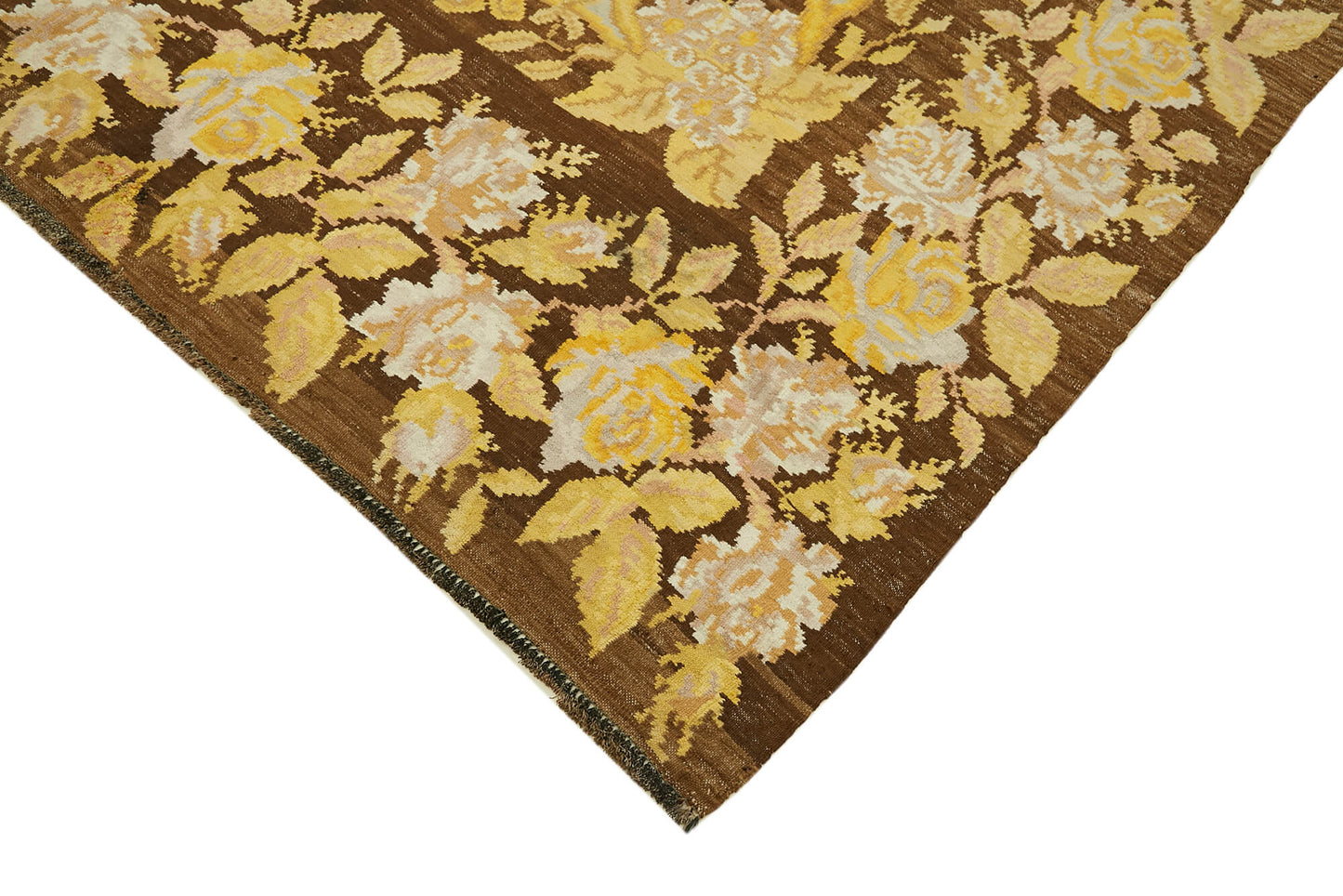 6x9 Brown Vintage Moldovan Kilim Rug - 42713