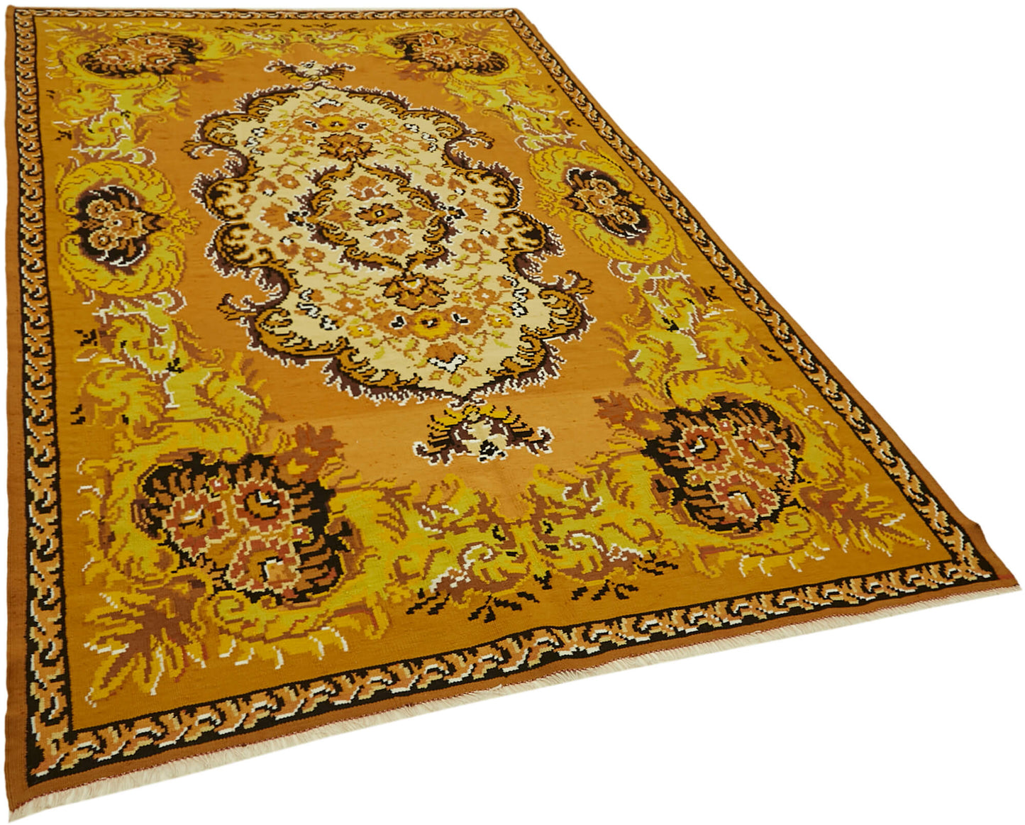 6x9 Yellow Vintage Moldovan Kilim Rug - 42717