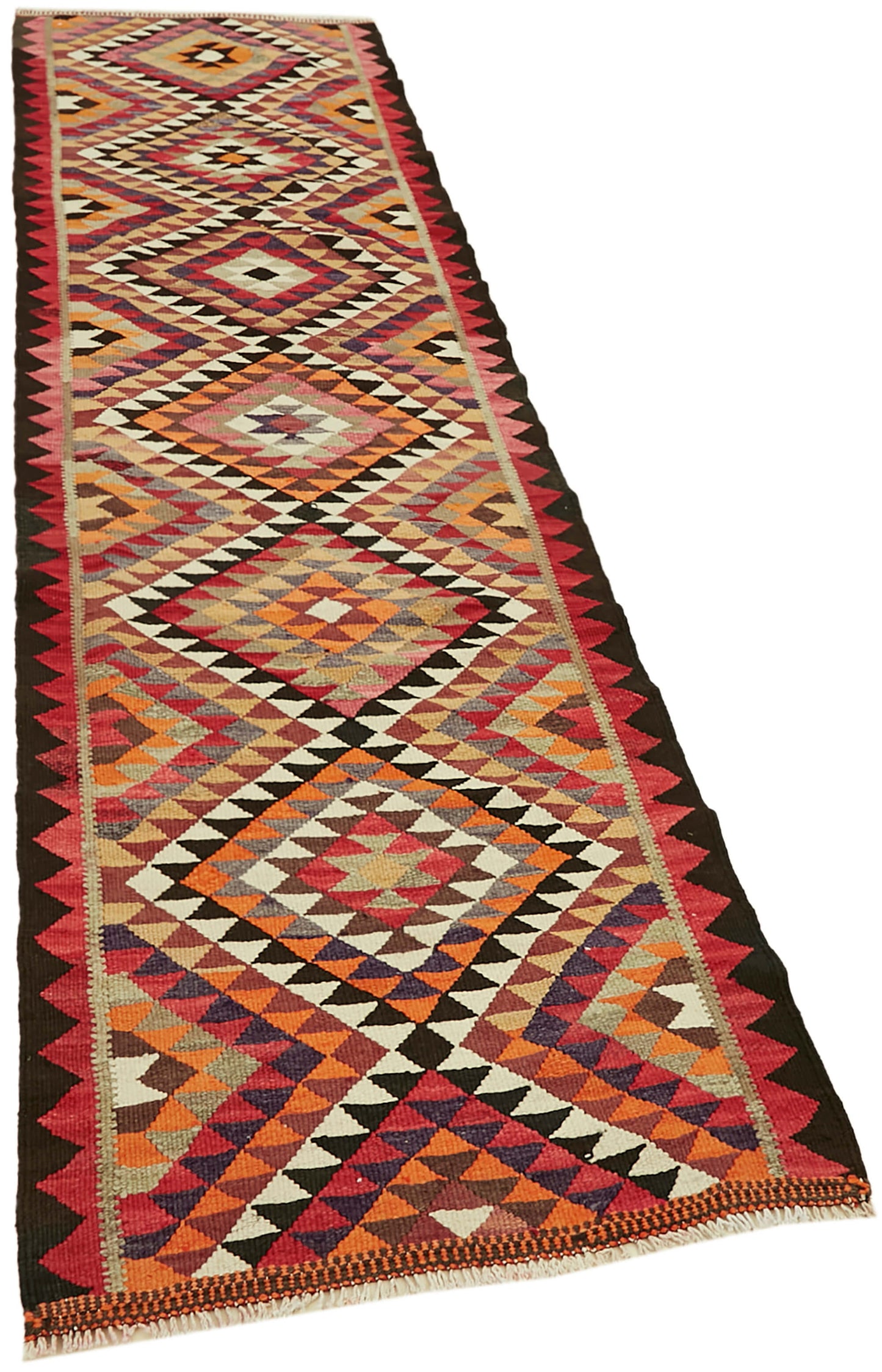 3x11 Multicolor Boho Runner Kilim Rugs - 42796