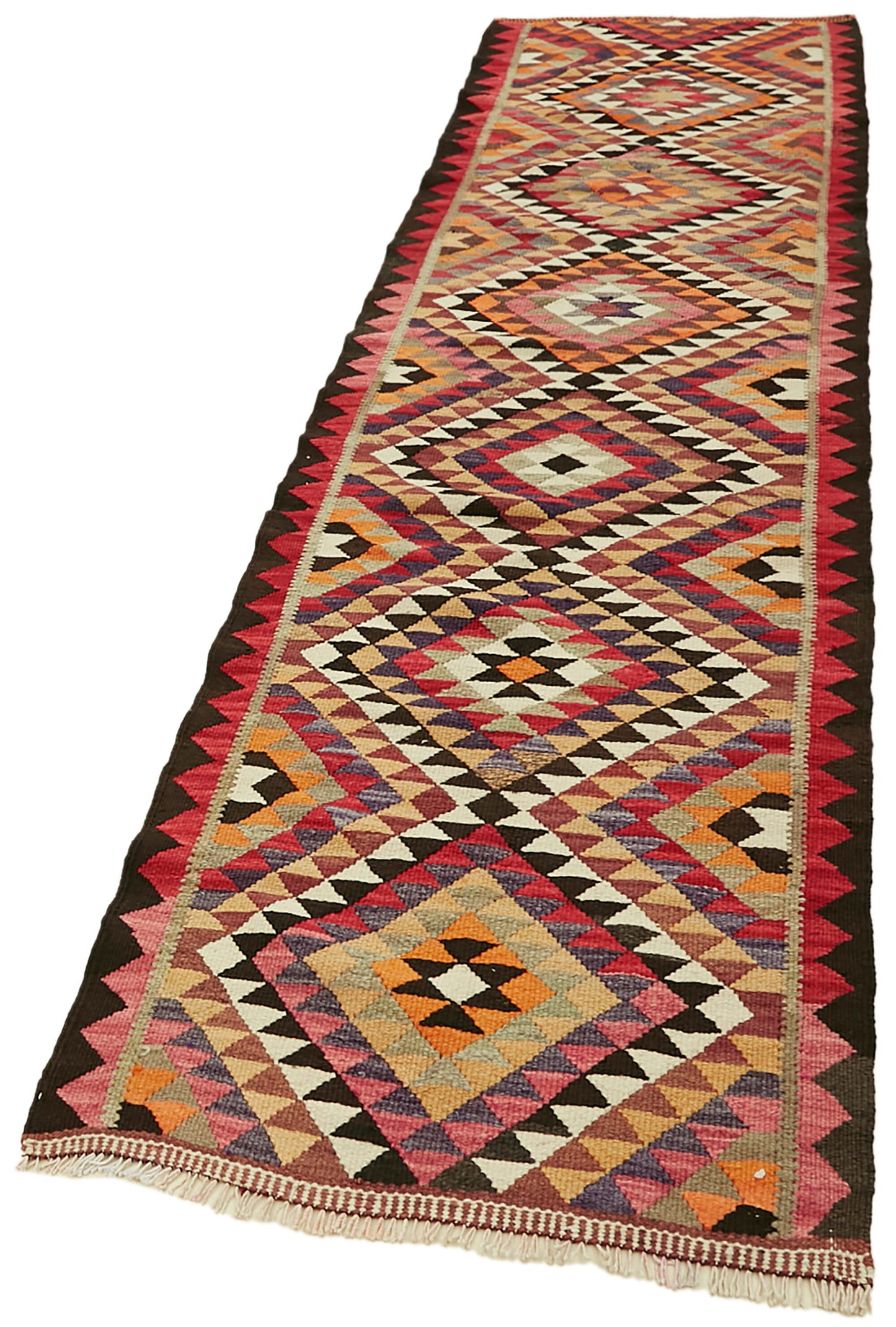 3x11 Multicolor Boho Runner Kilim Rugs - 42796